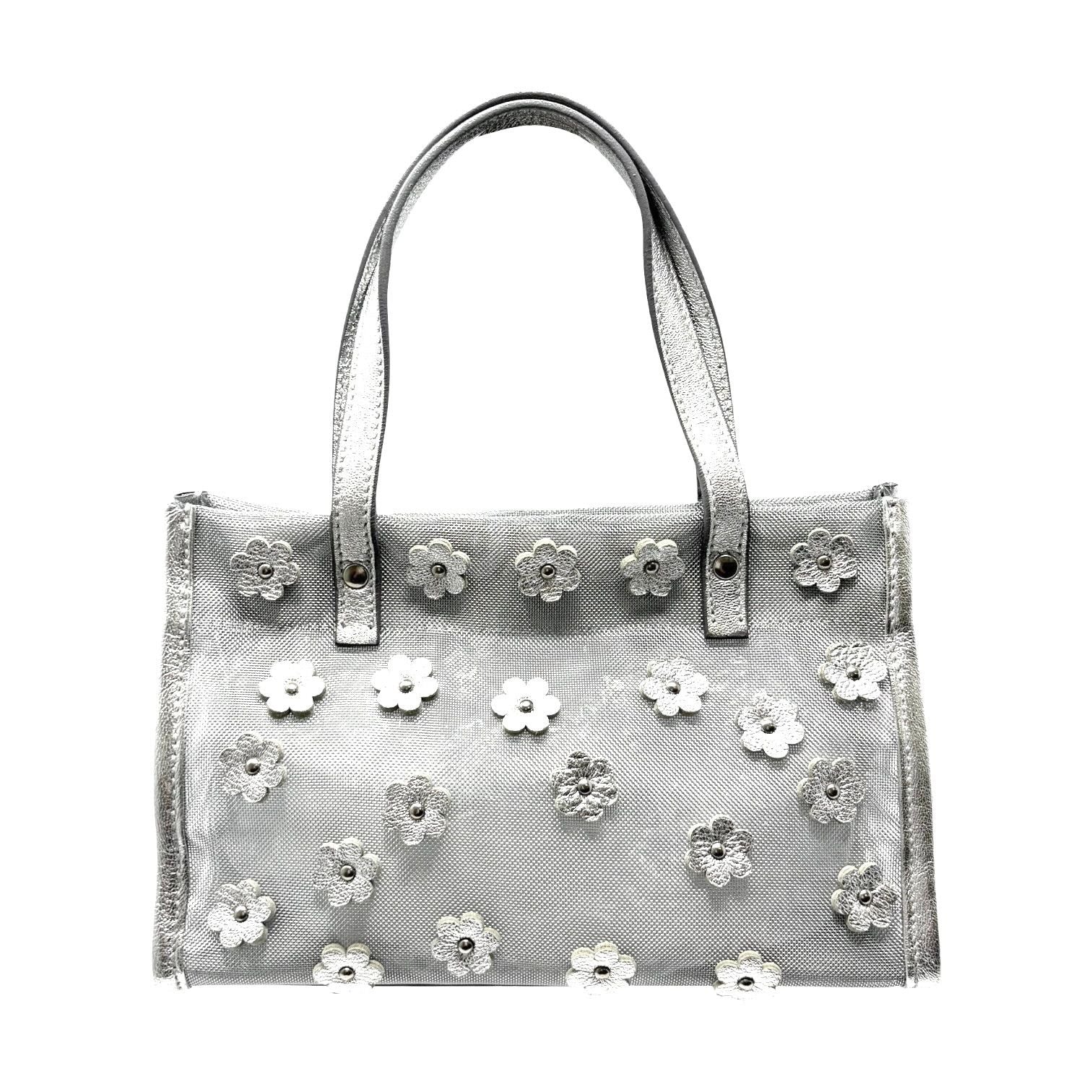 Miu Miu Silver Mesh Floral Bag - Image 2