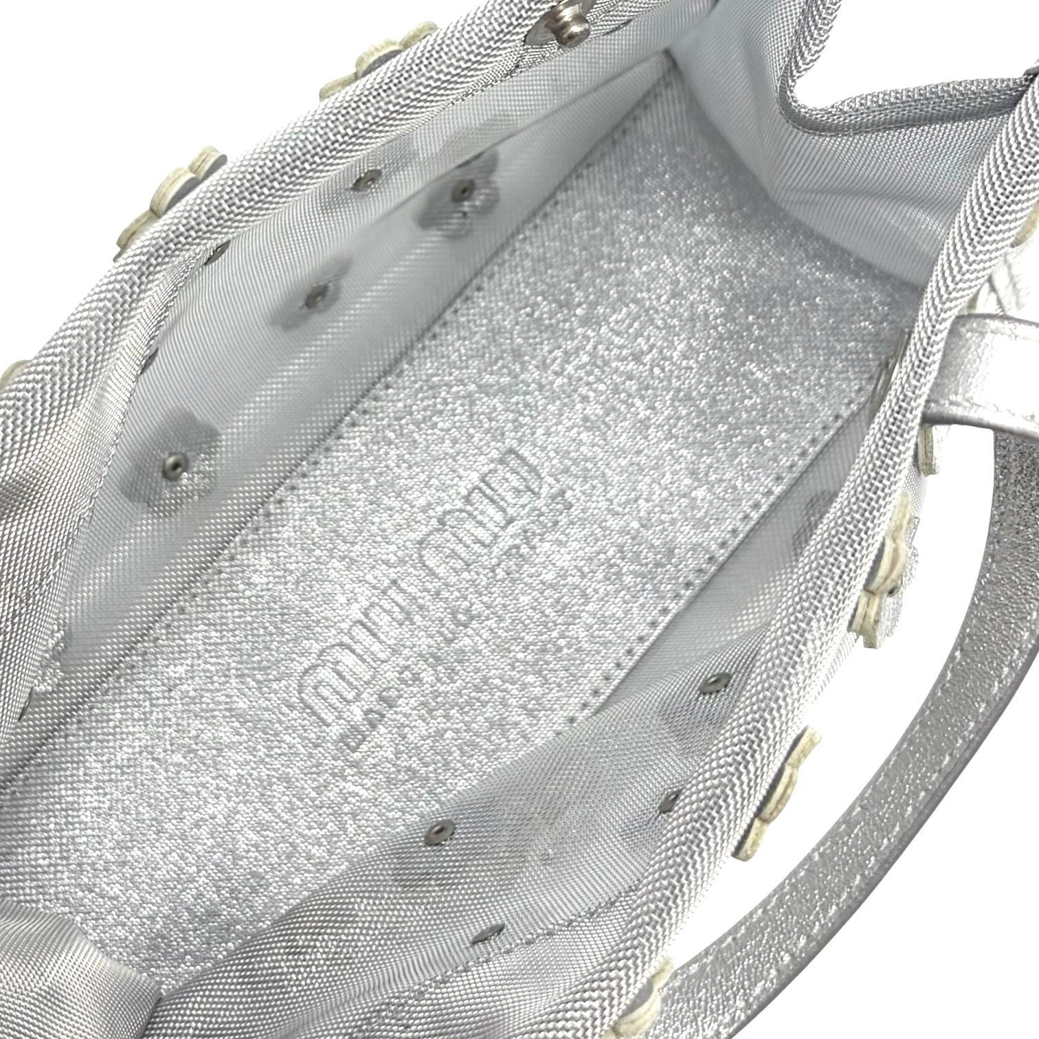 Miu Miu Silver Mesh Floral Bag - Image 3