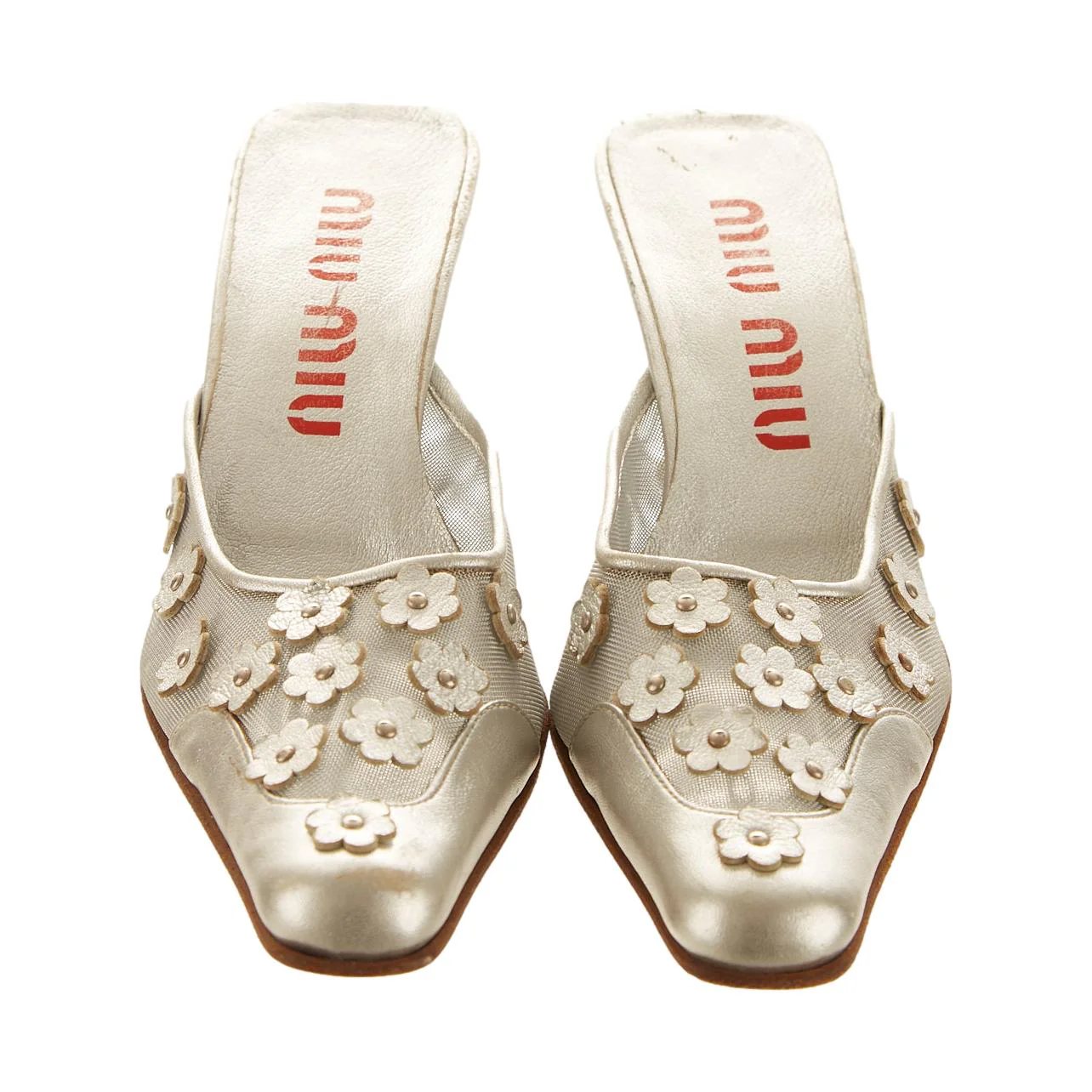 Miu MIu Silver Mesh Kitten Heels