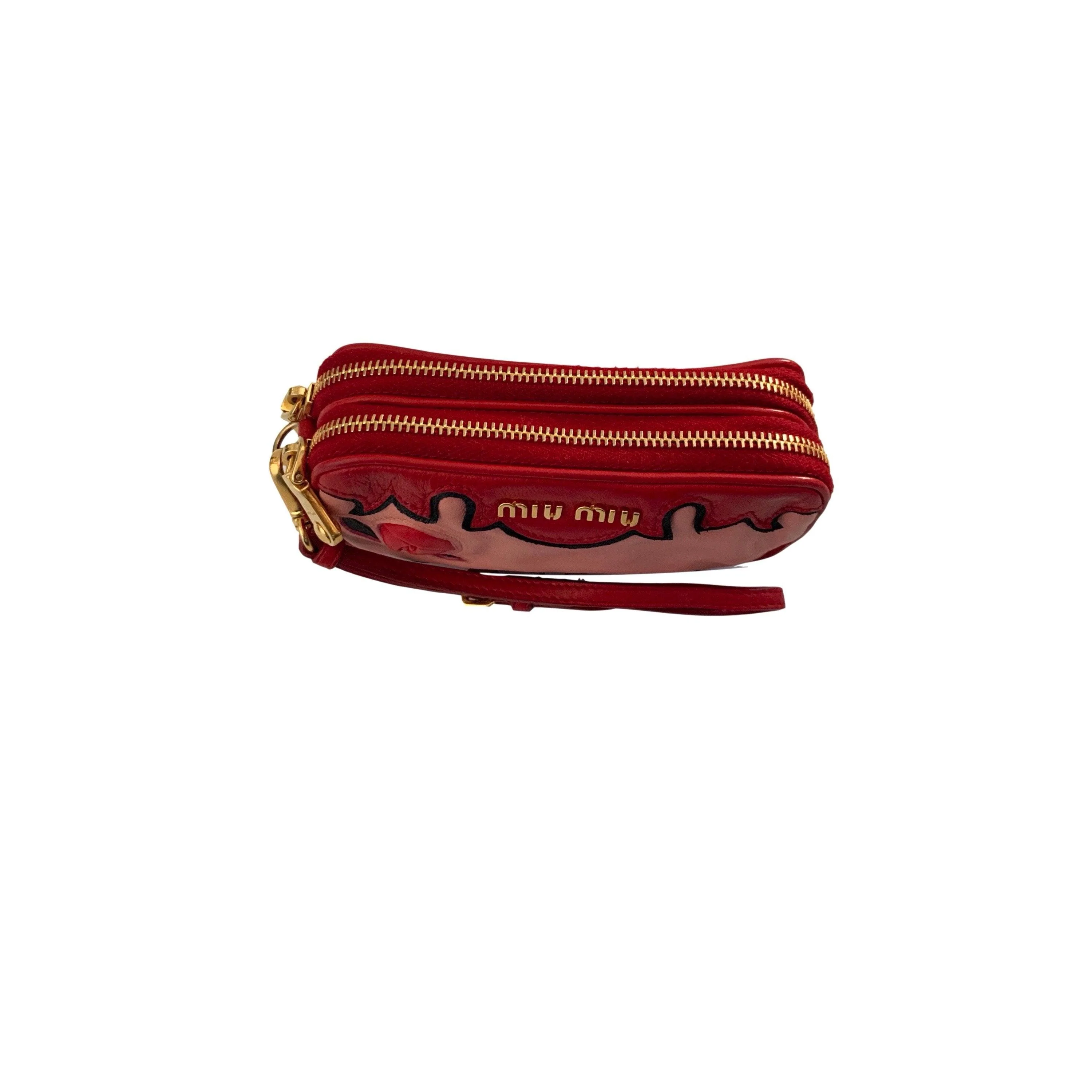 Miu Miu Red Colorblock Mini Wristlet - Image 3