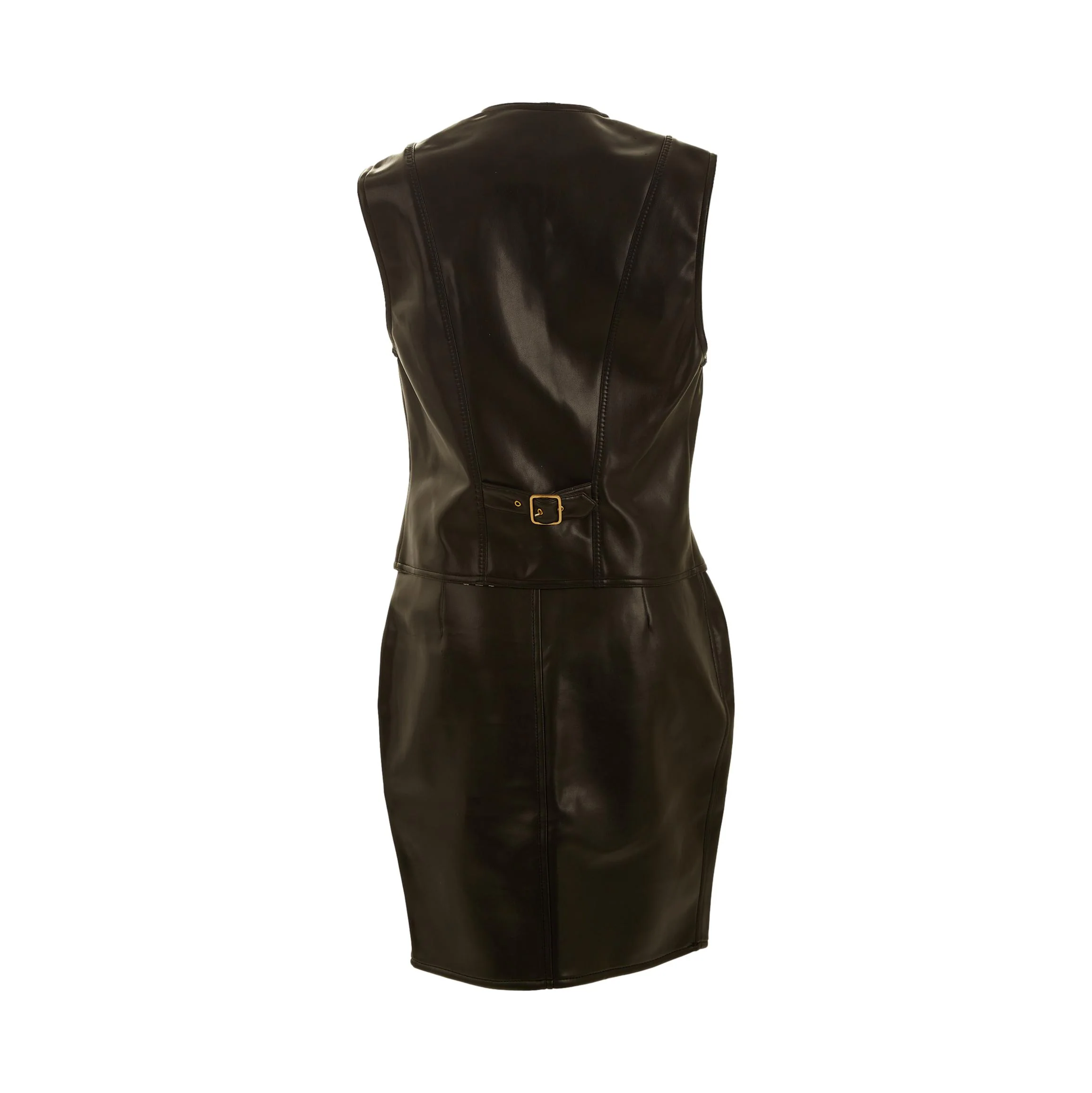 Moschino Black Leather Skirt Set - Image 3