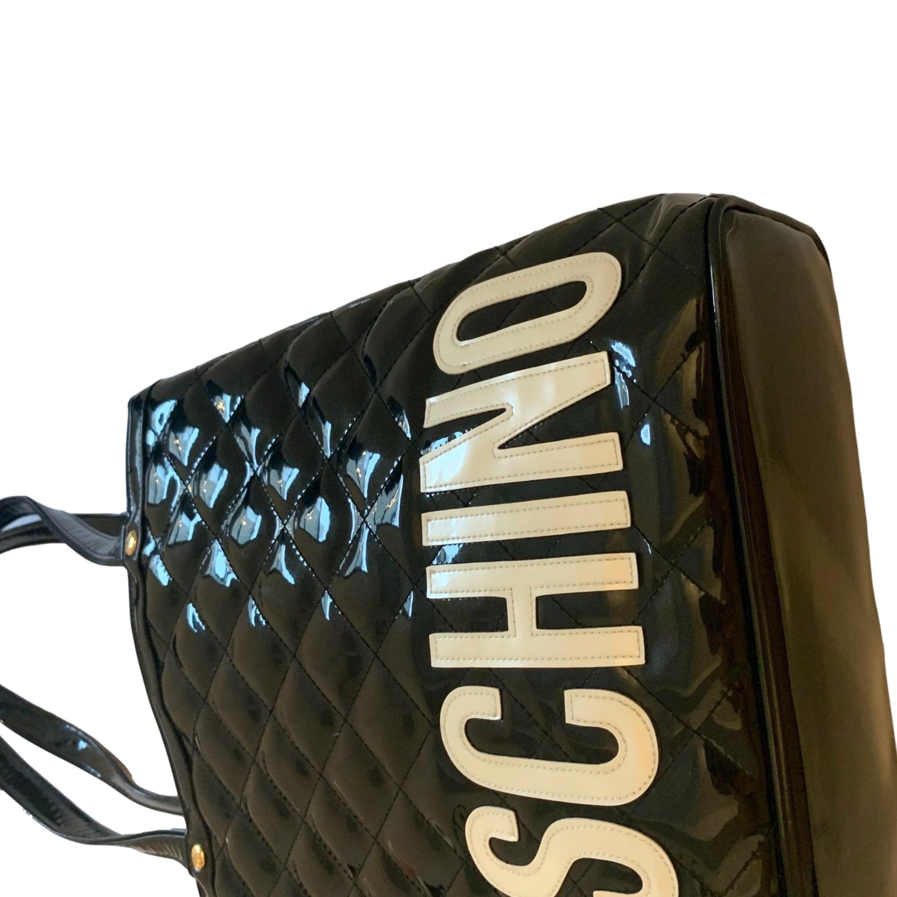 Moschino Black Patent Logo Shoulder Bag - Image 3