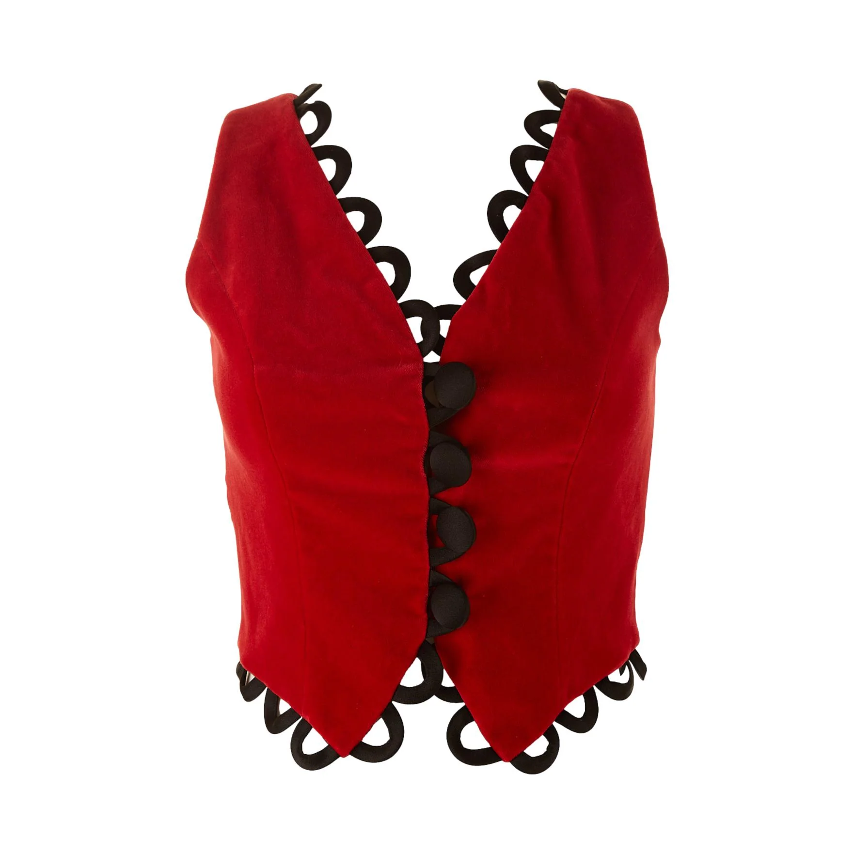 Moschino Red Velvet Button Vest