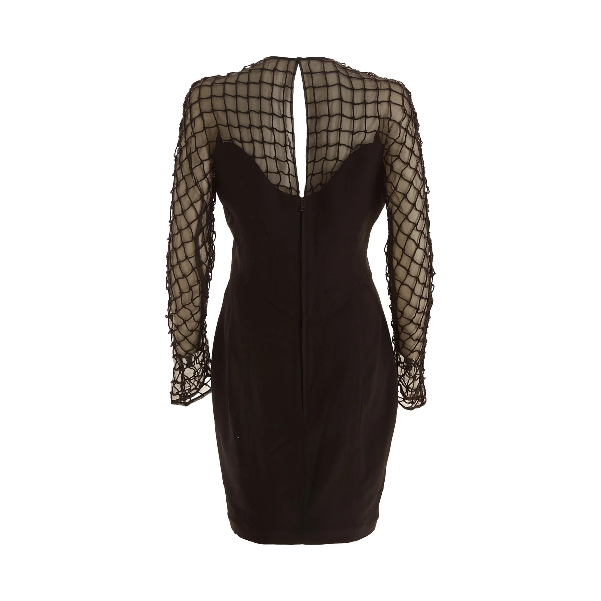 Mugler Black Mesh Long Sleeve Dress - Image 3