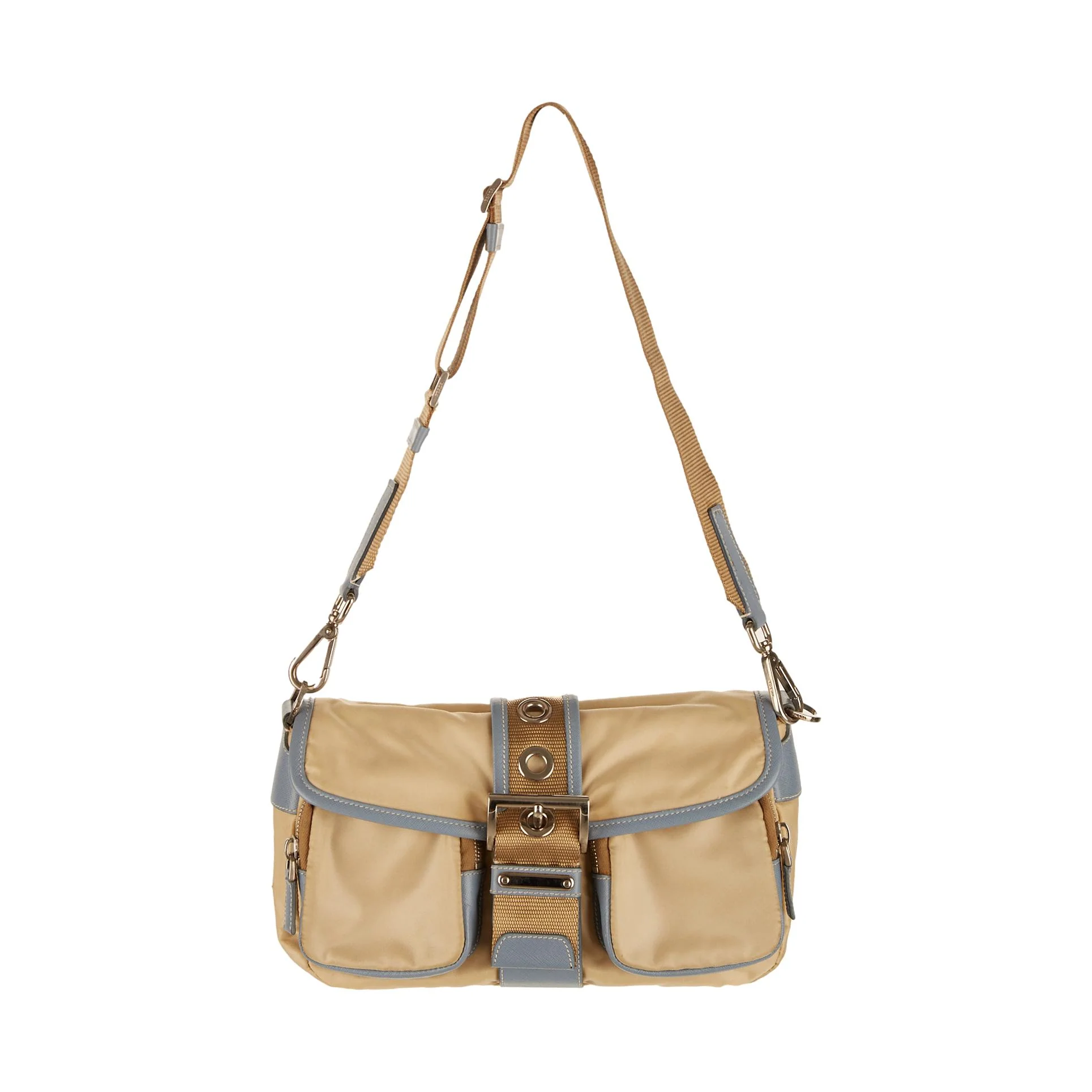 Prada Beige Nylon Pocket Shoulder Bag