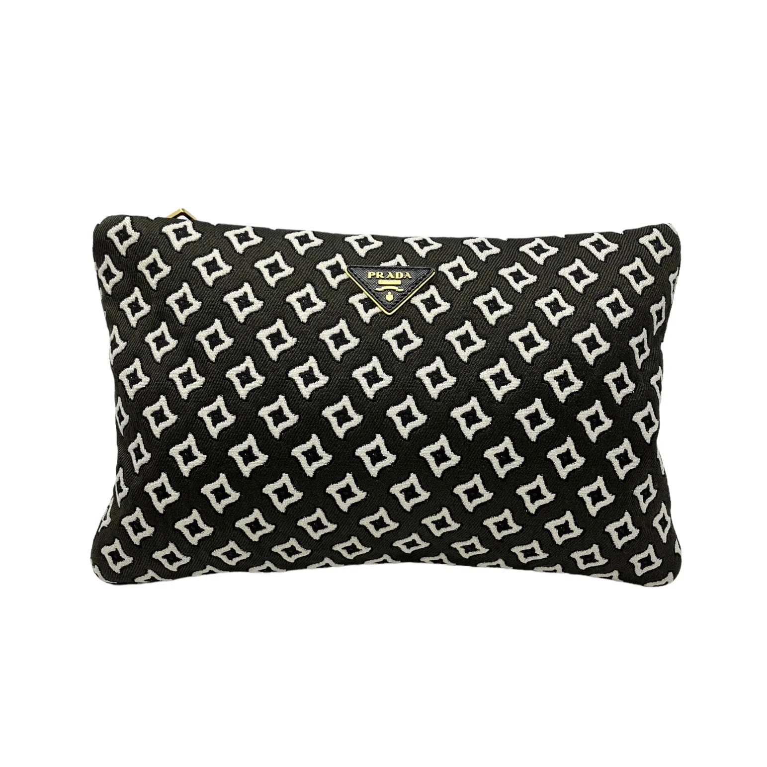 Prada Black Canvas Jumbo Clutch
