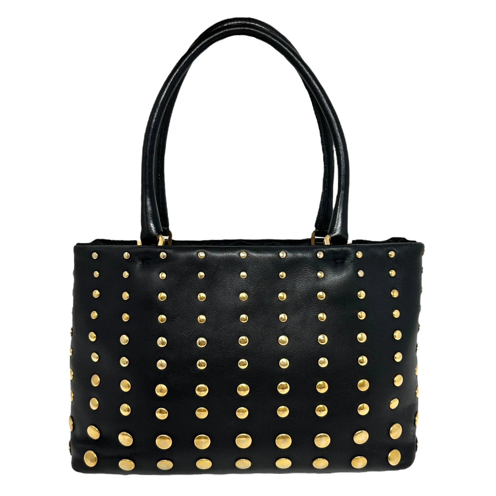 Prada Black Leather Studded Mini Bag - Image 2