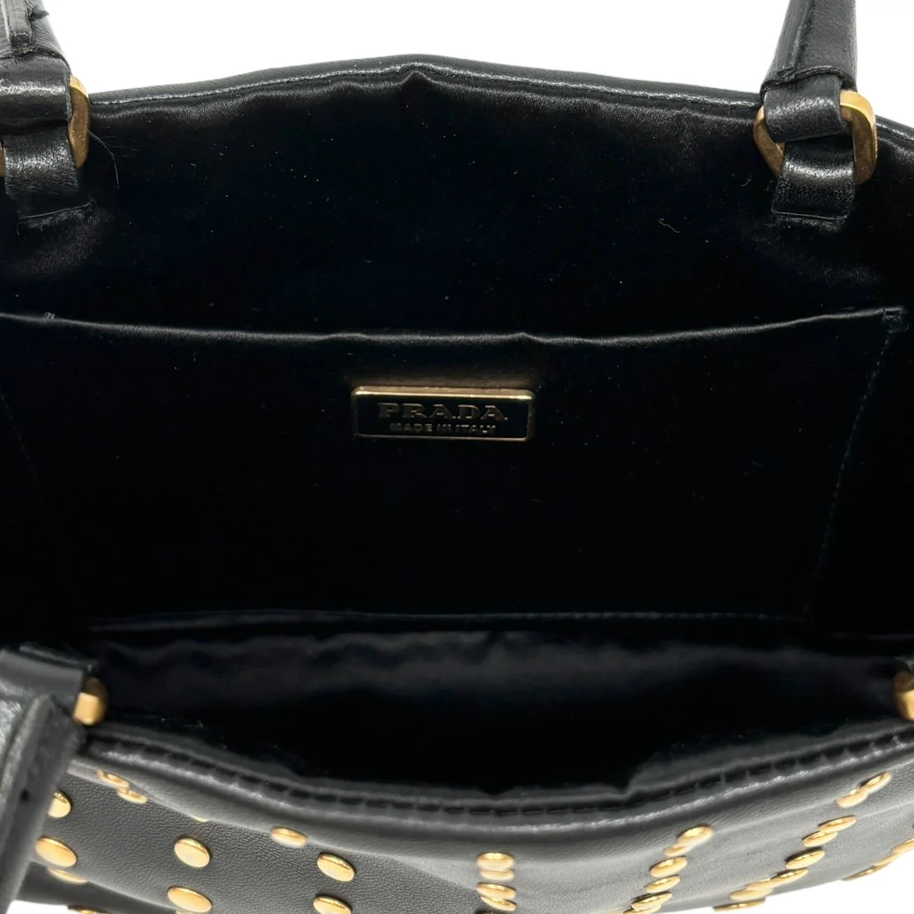 Prada Black Leather Studded Mini Bag - Image 3