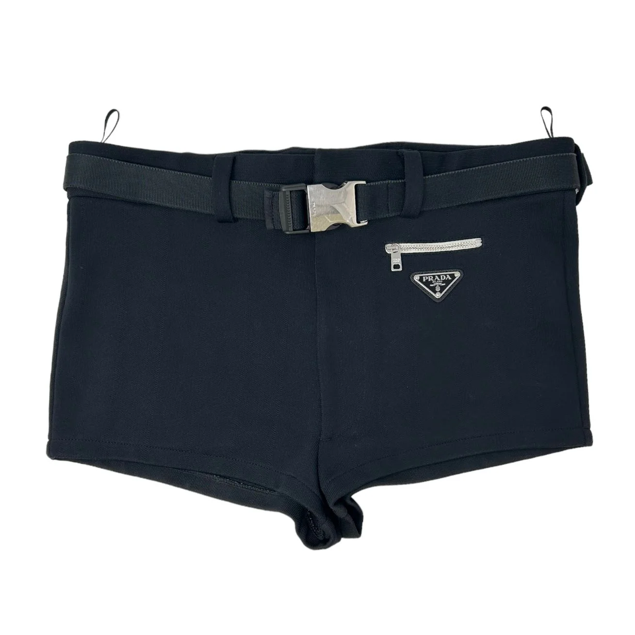 Prada Black Logo Buckle Shorts