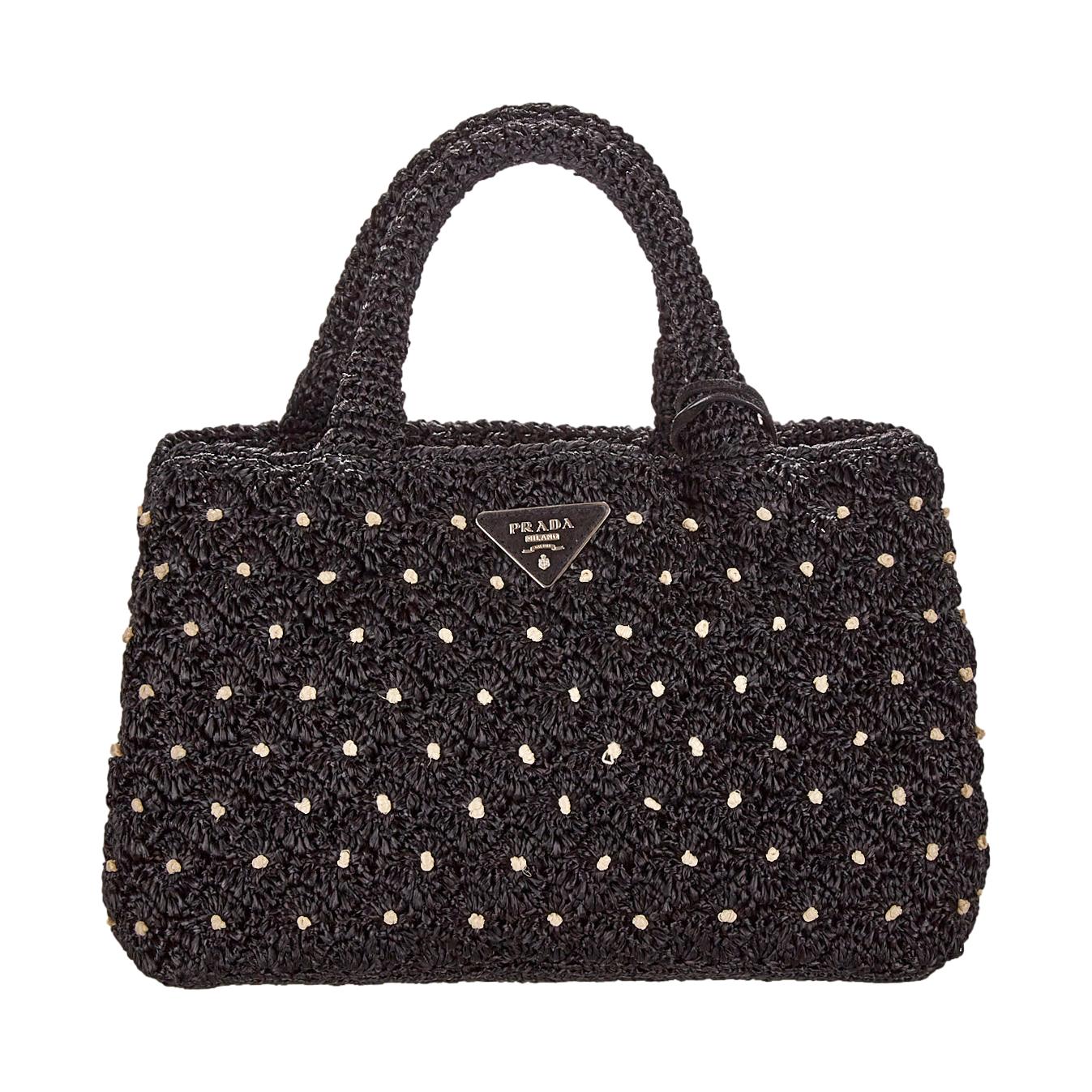 Prada Black Raffia Shoulder Bag