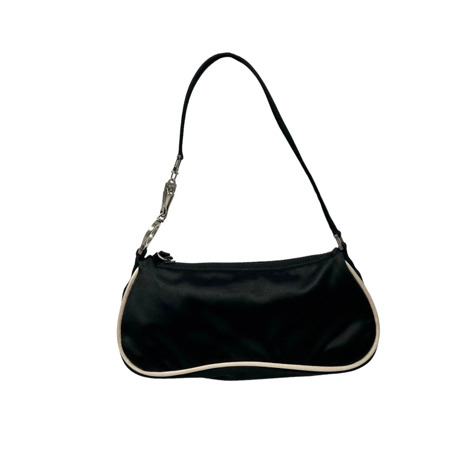 Prada Black Satin Mini Shoulder Bag - Image 2
