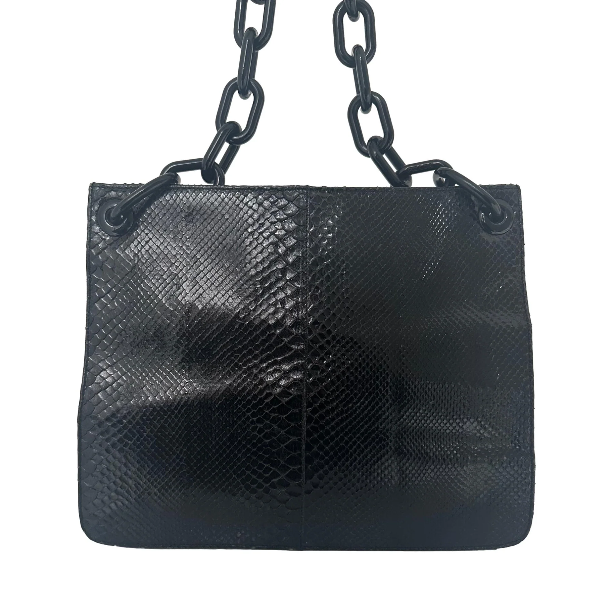 Prada Black Snakeskin Chain Bag - Image 2