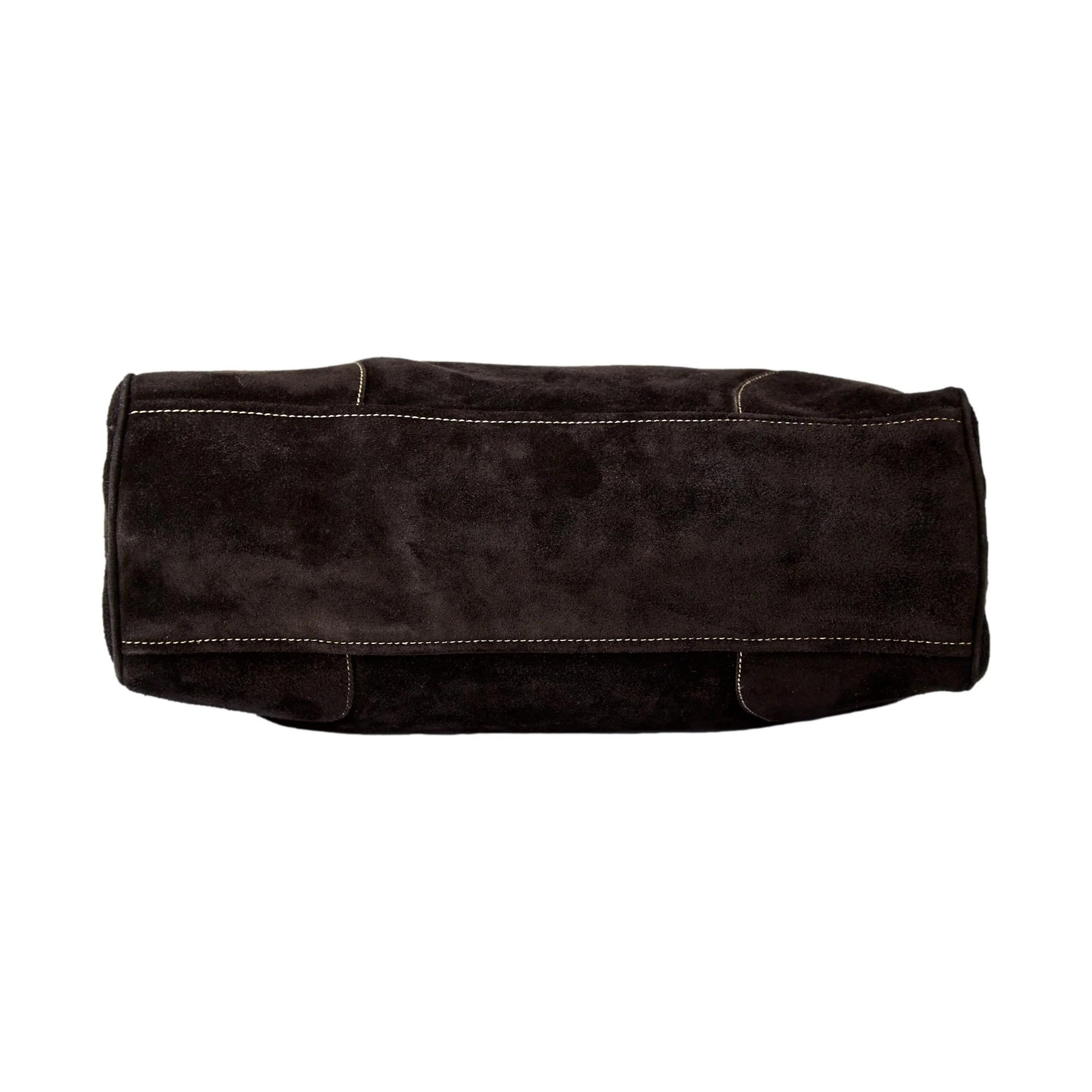 Prada Black Suede Embroidered Shoulder Bag - Image 3