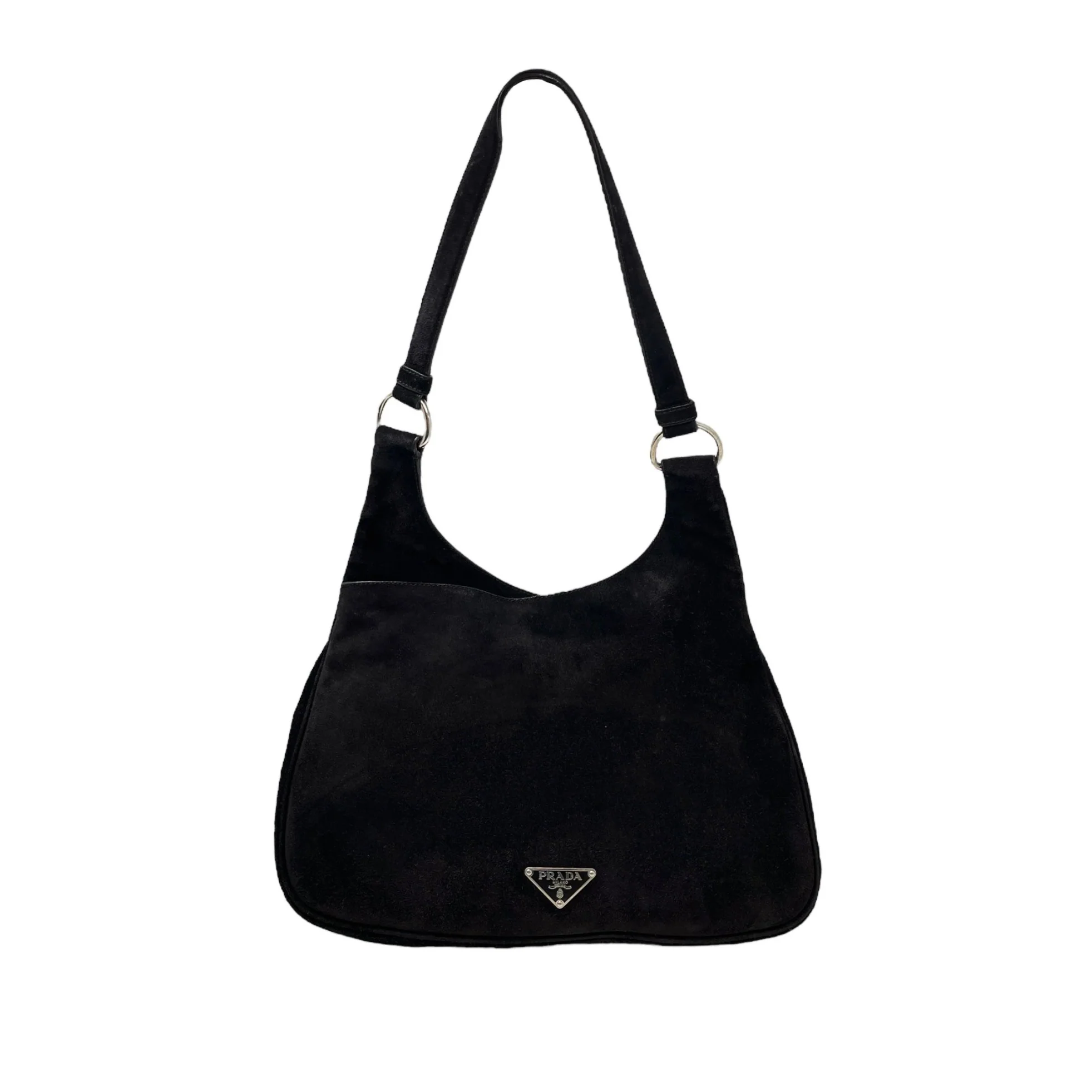Prada Black Suede Shoulder Bag - Image 3