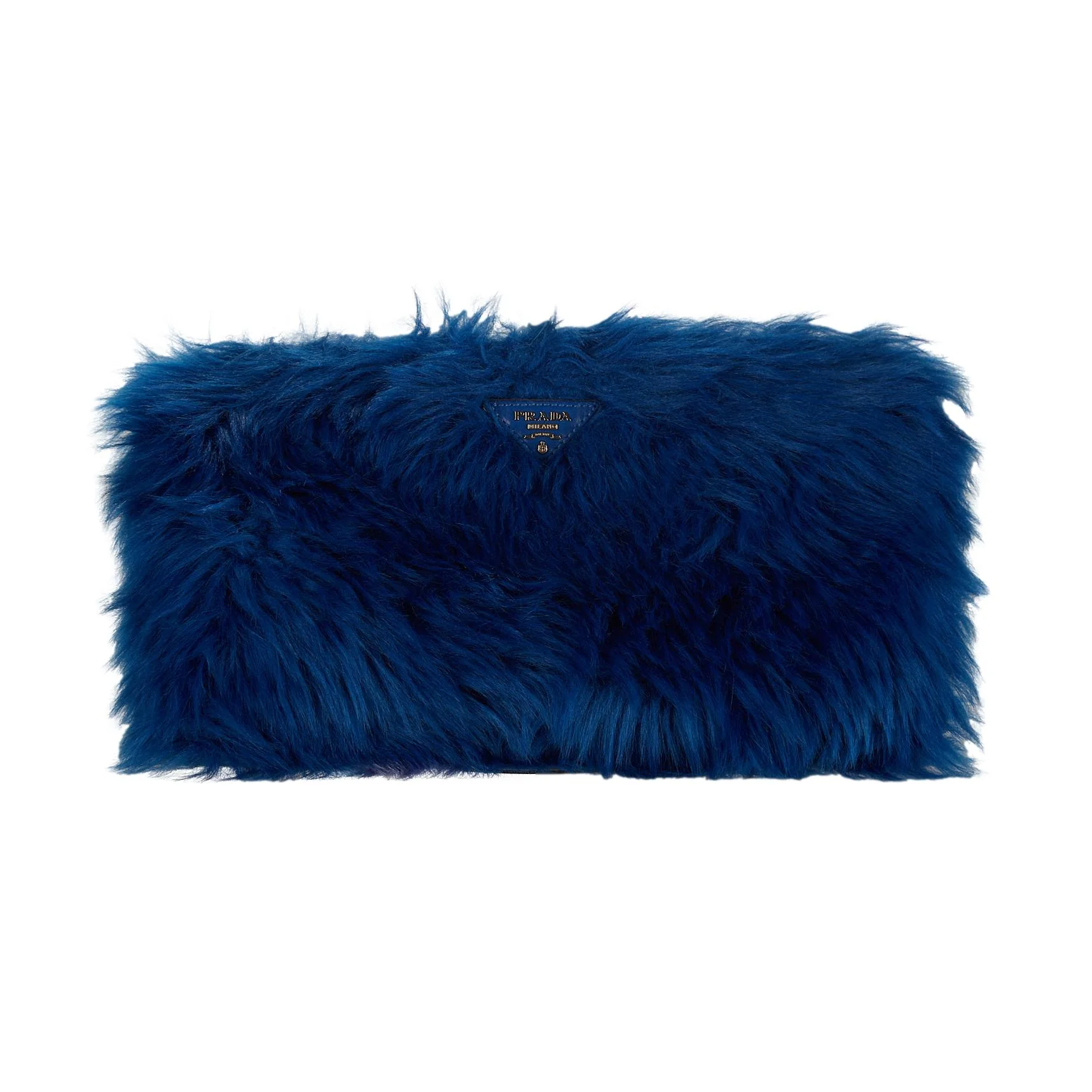 Prada Blue Fur Large Clutch