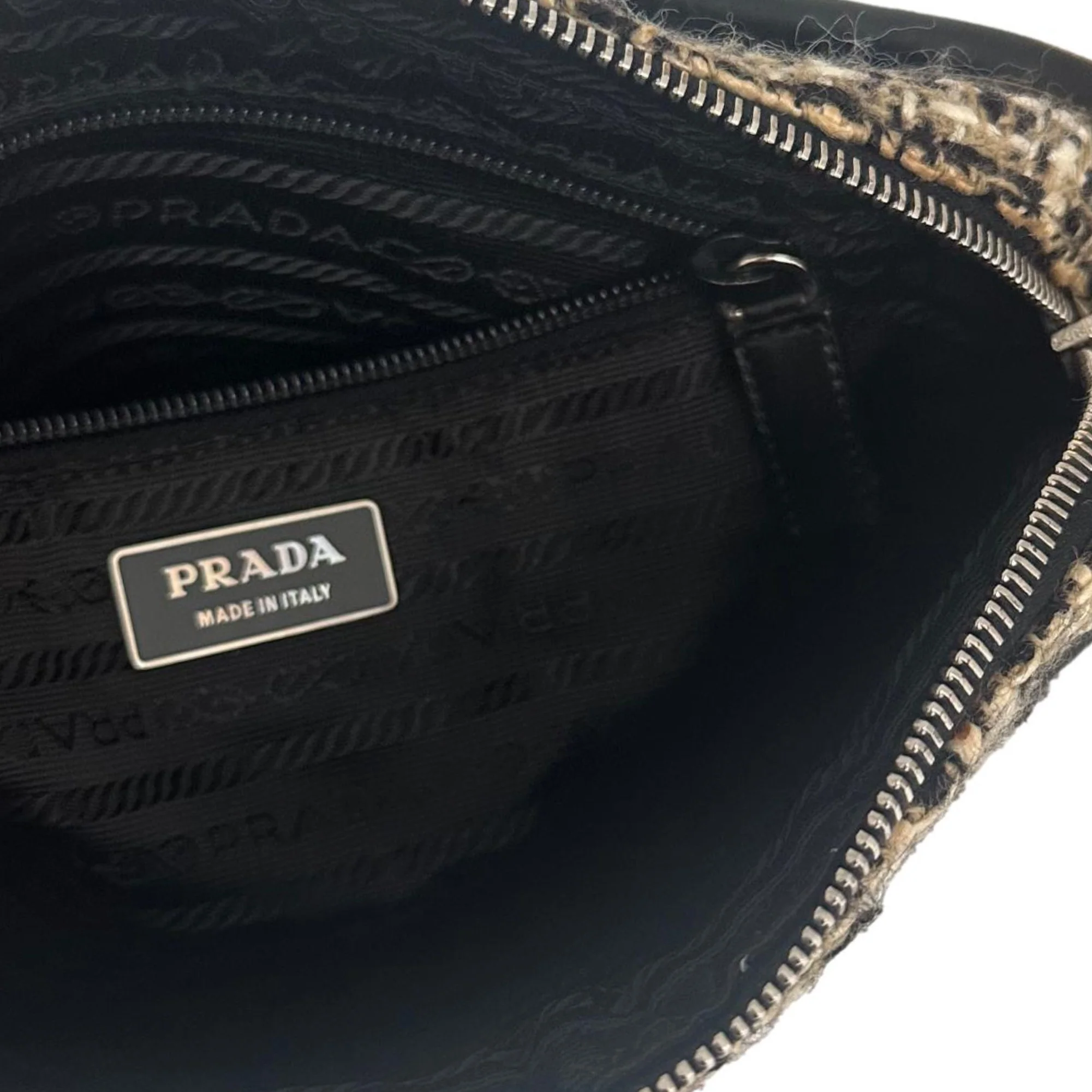 Prada Brown + Black Tweed Shoulder Bag - Image 3
