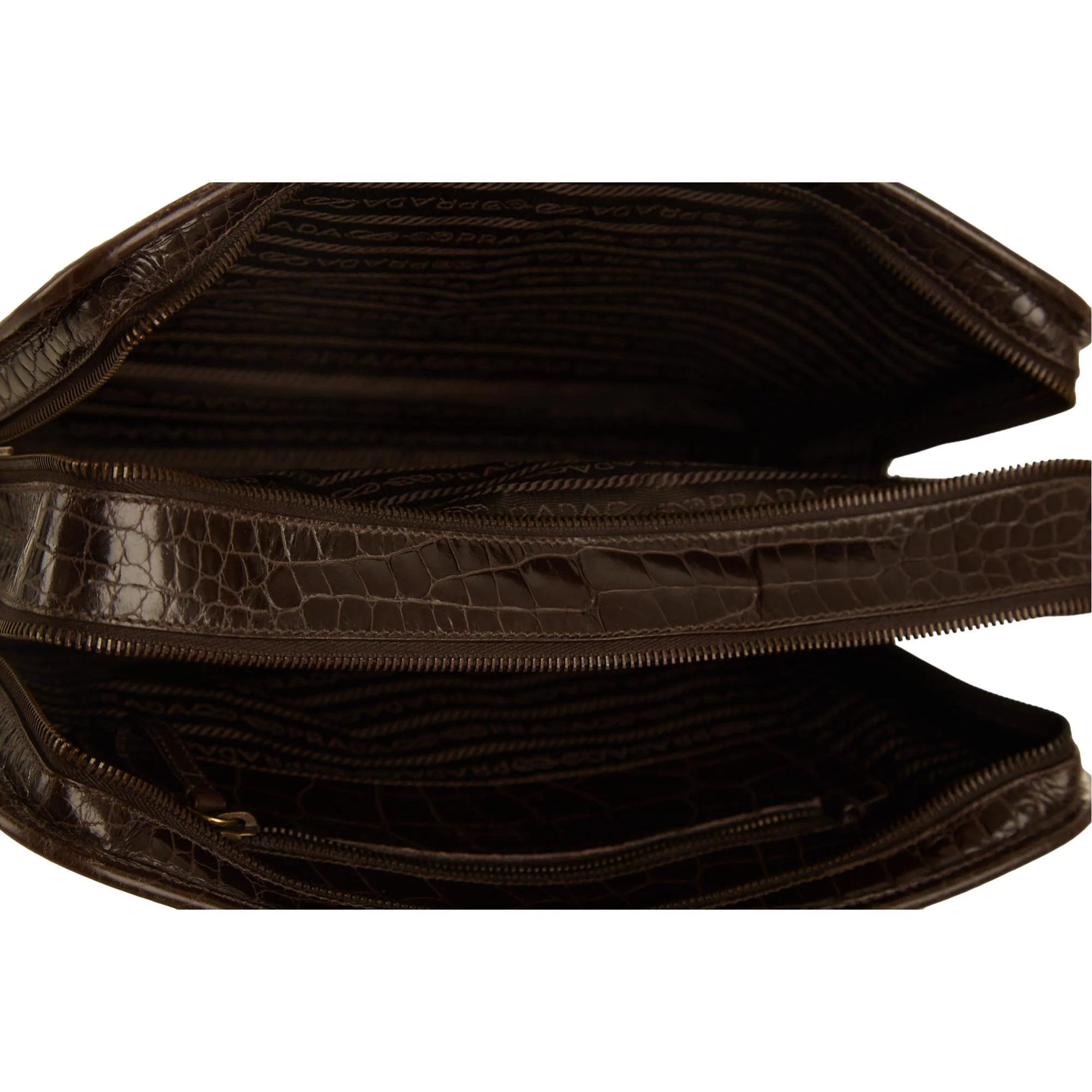 Prada Brown Embossed Top Handle Bag - Image 4