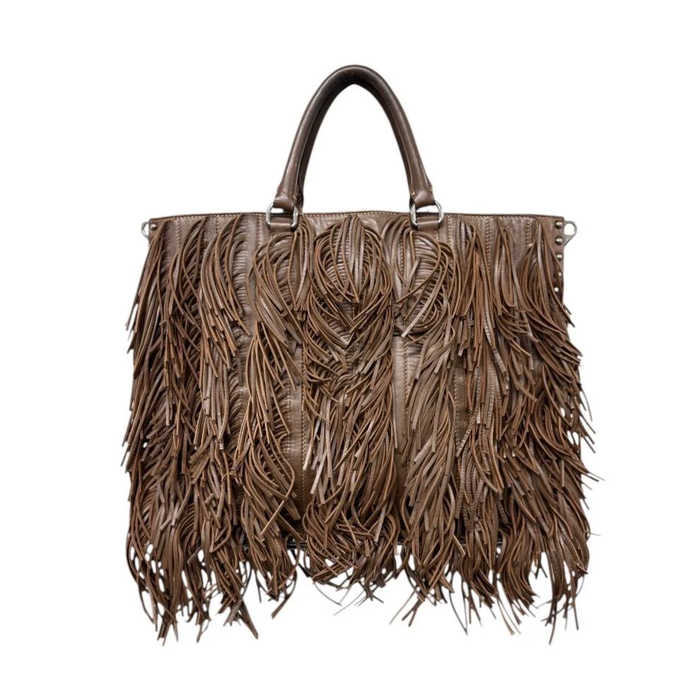 Prada Brown Fringe Leather Shoulder Bag - Image 2