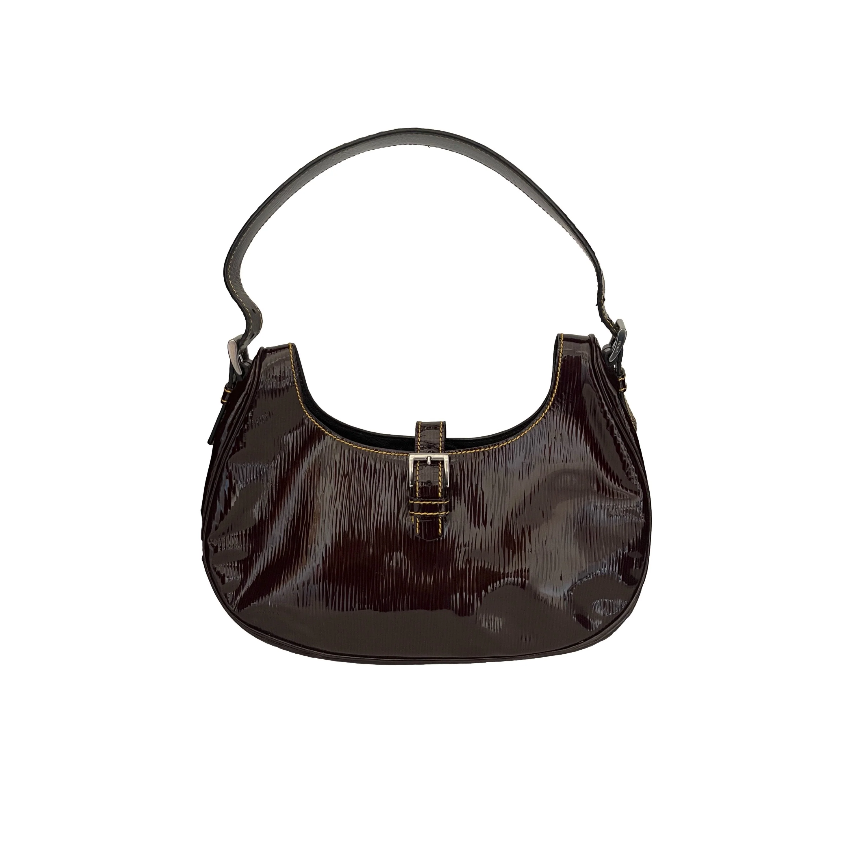 Prada Brown Patent Leather Shoulder Bag - Image 2