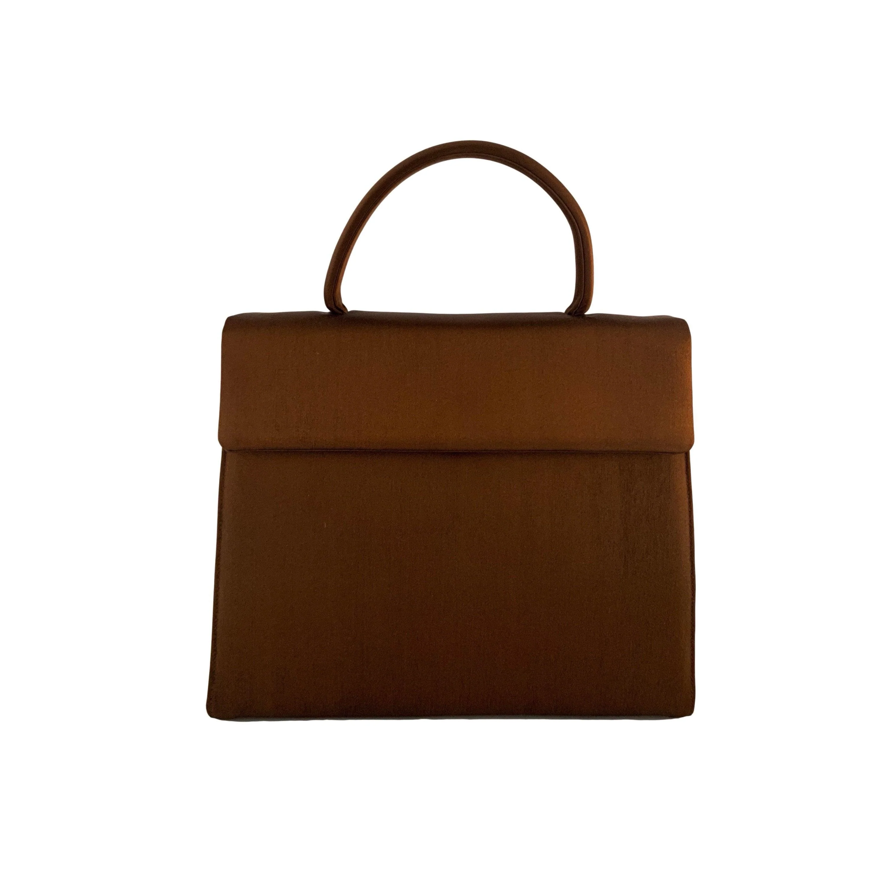 Prada Brown Satin Structured Top Handle