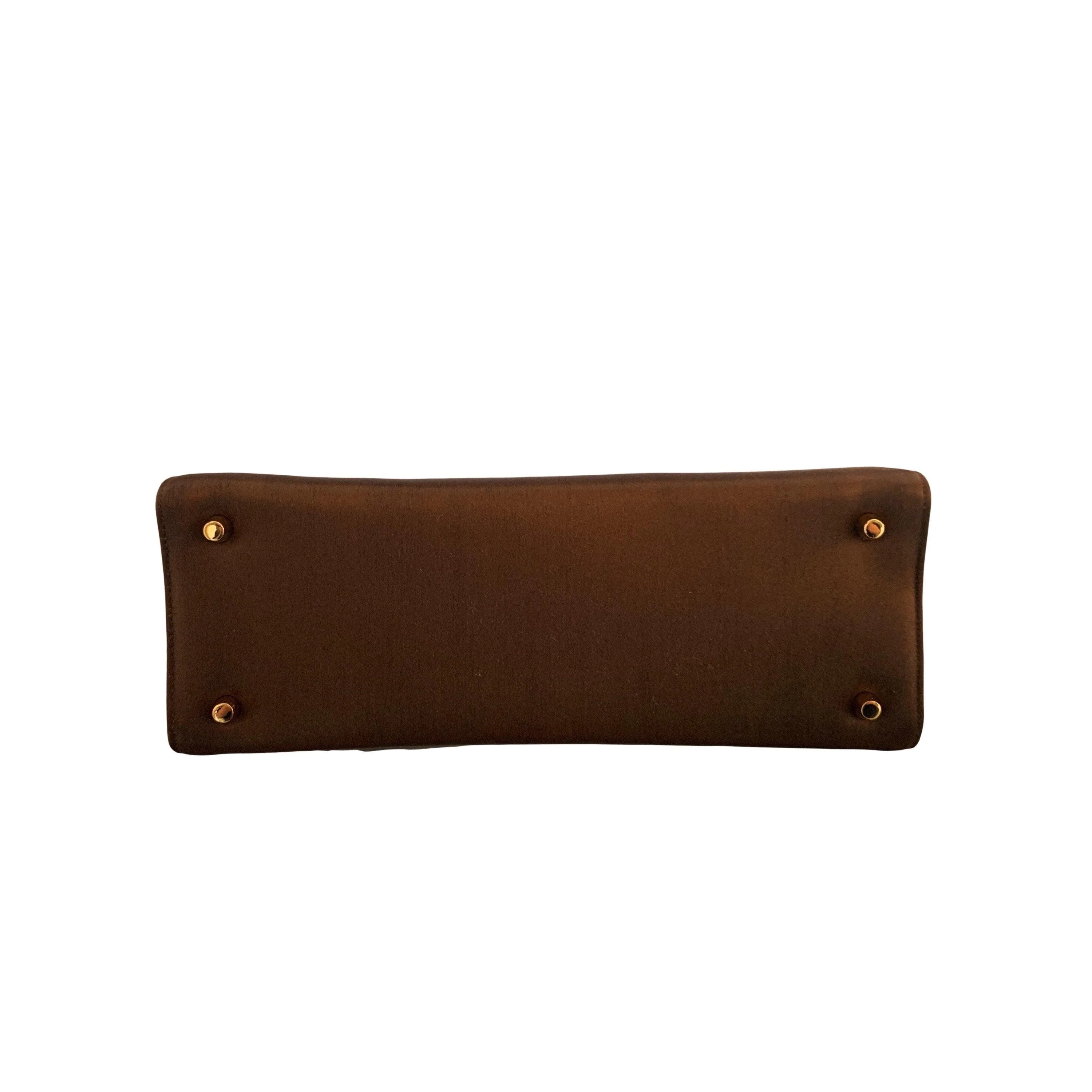 Prada Brown Satin Structured Top Handle - Image 4