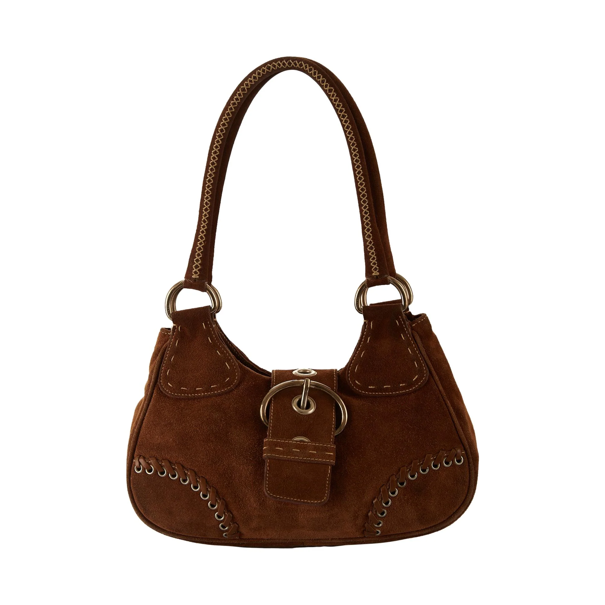 Prada Brown Suede Shoulder Bag