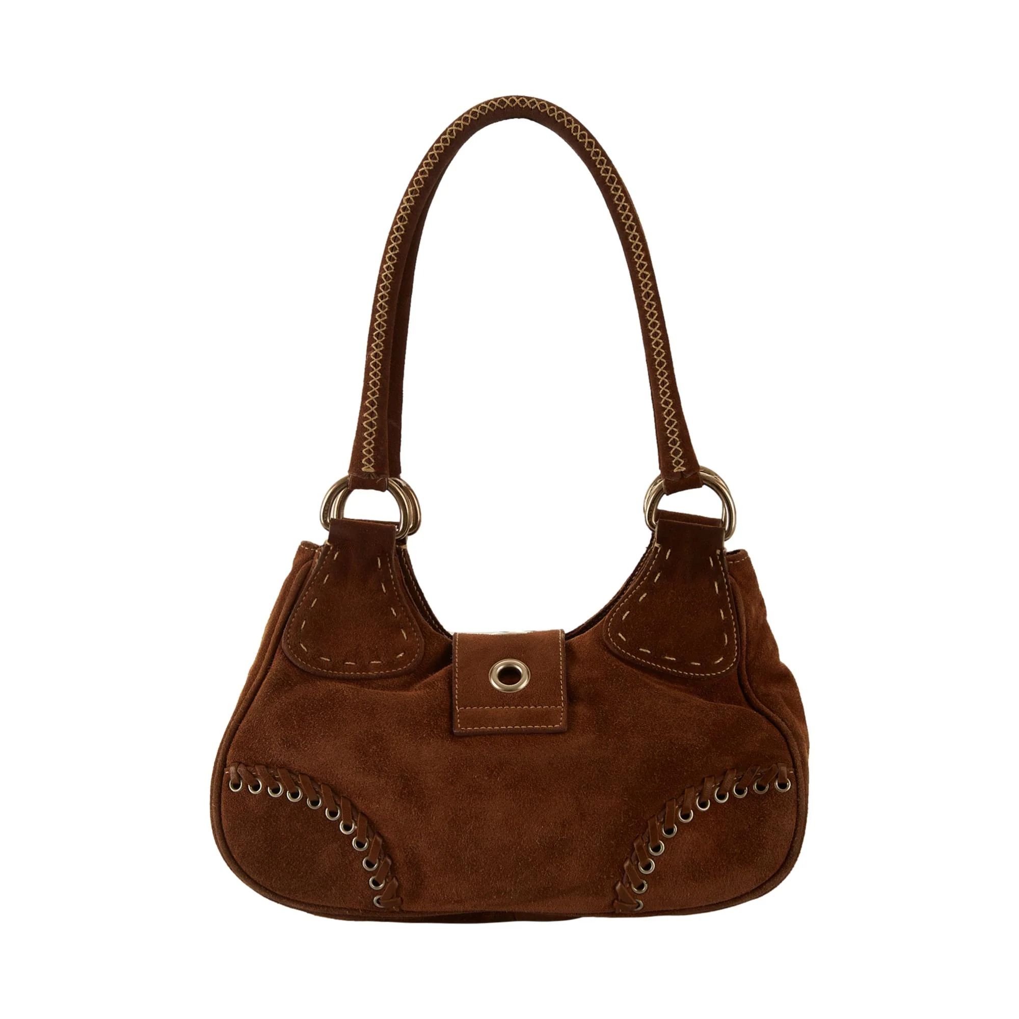Prada Brown Suede Shoulder Bag - Image 2