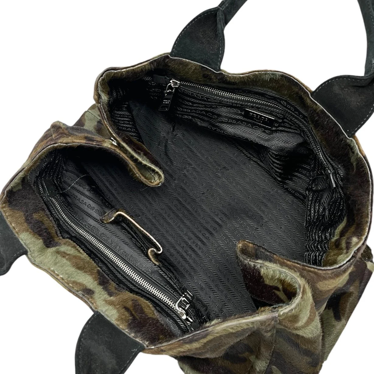 Prada Camo Print Calf Hair Top Handle Bag - Image 3