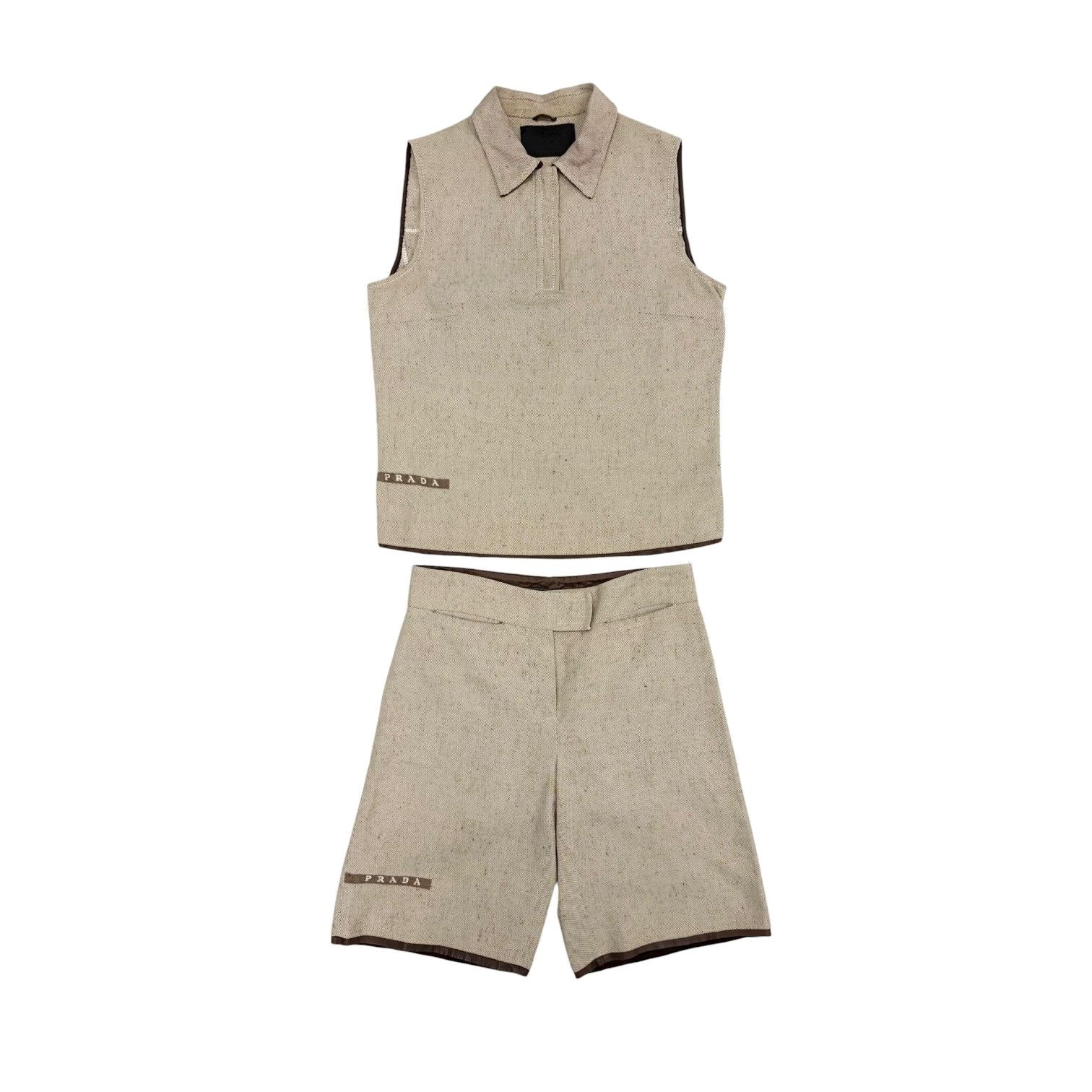 Prada Canvas Logo Short Set - Image 2