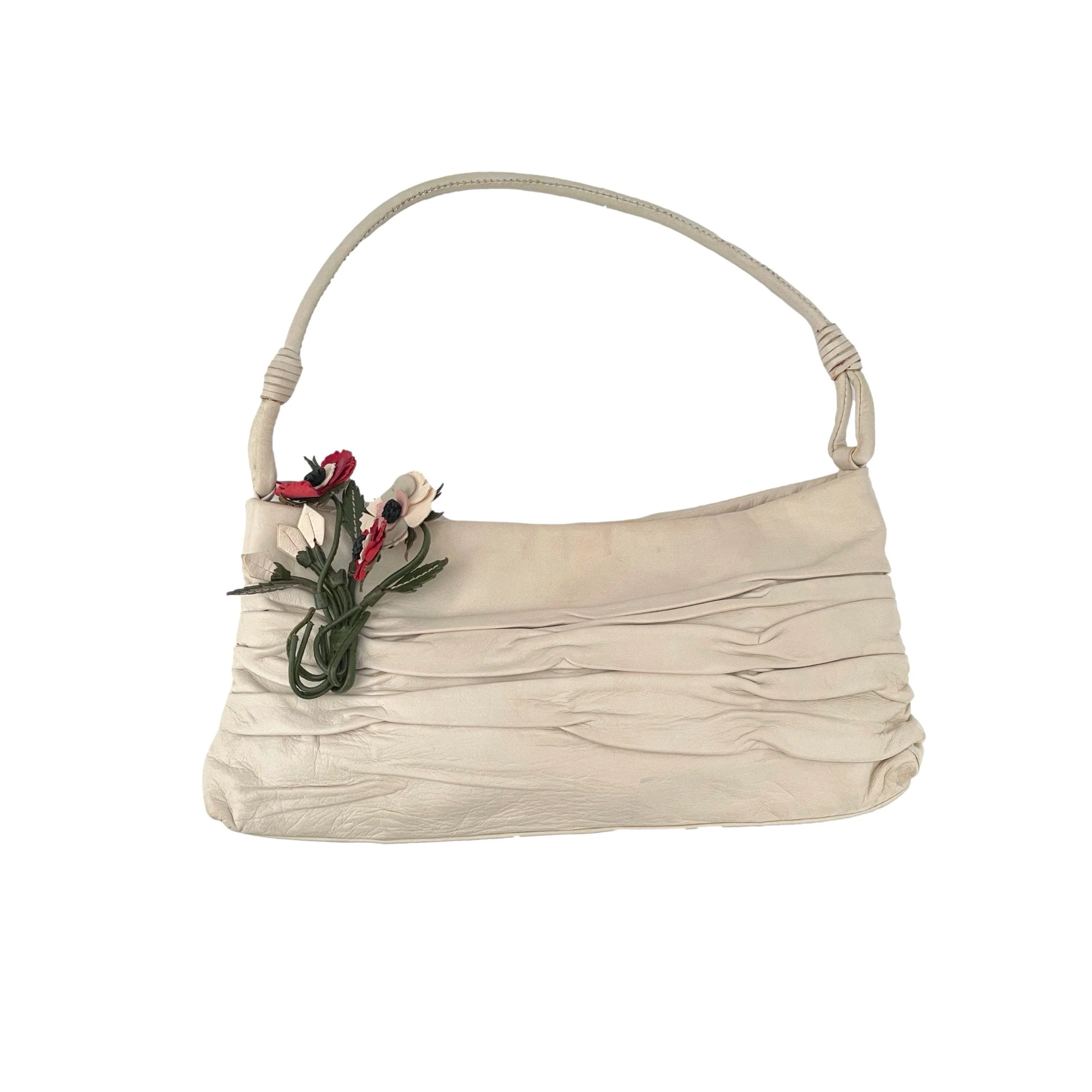 Prada Cream Floral Shoulder Bag - Image 2