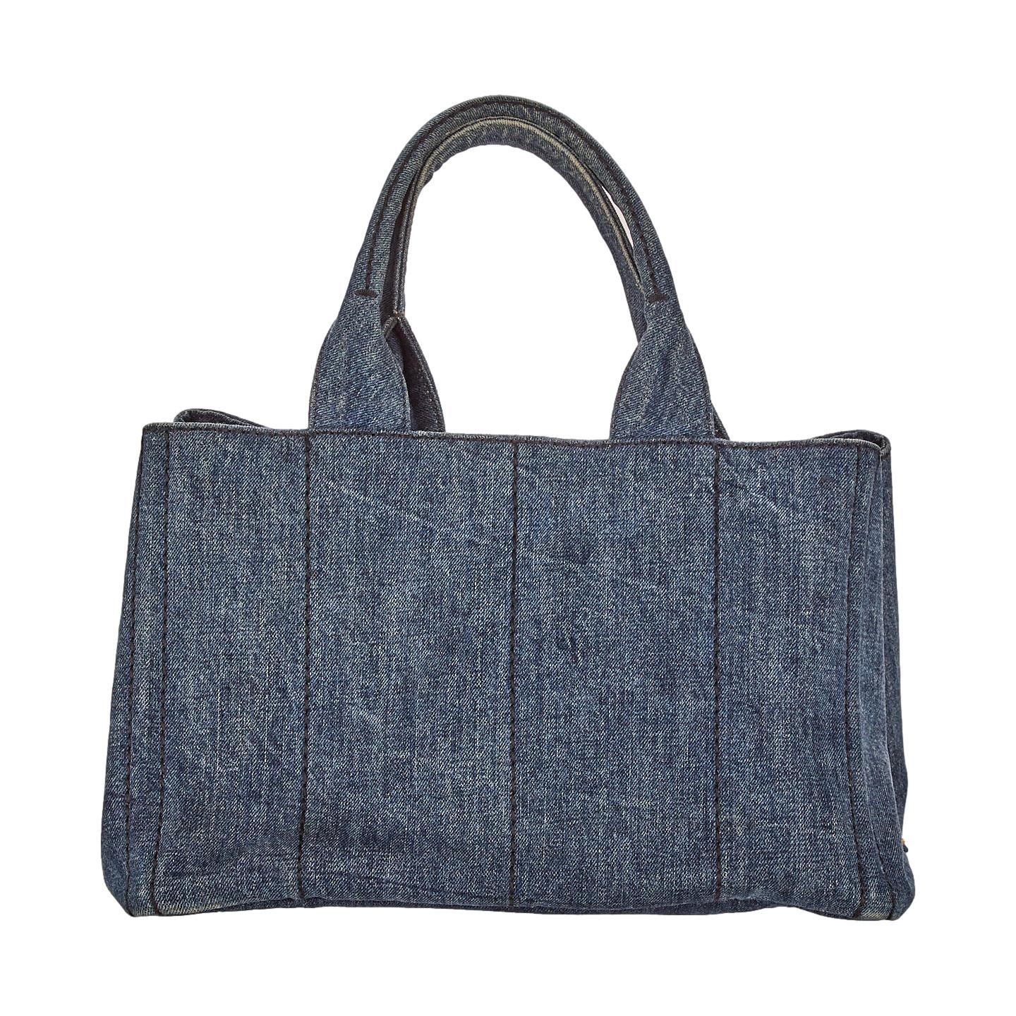 Prada Denim Jumbo Logo Canapa Tote - Image 2