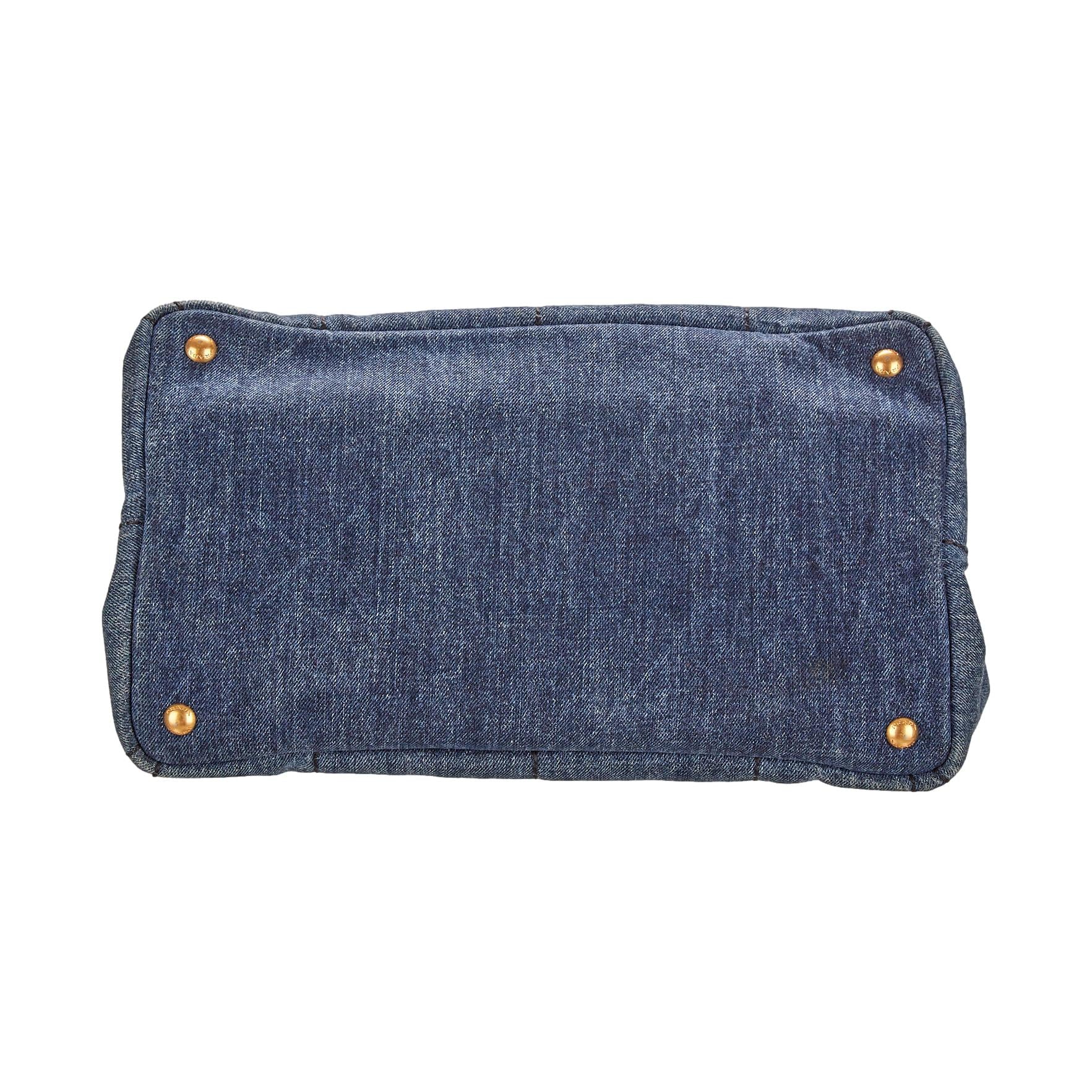 Prada Denim Jumbo Logo Canapa Tote - Image 3