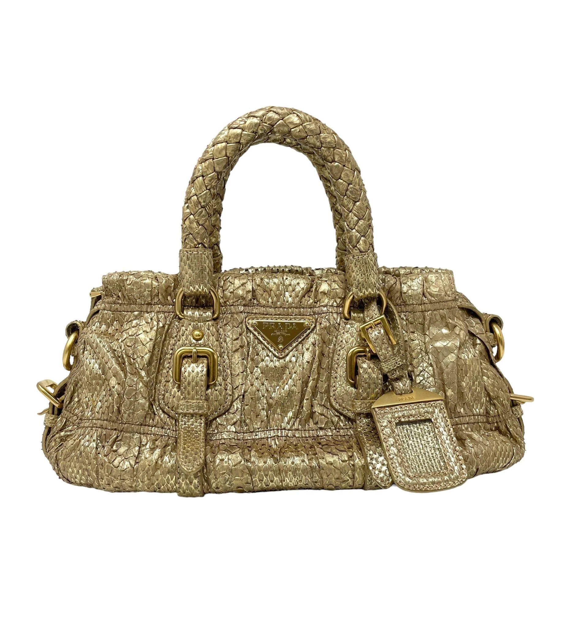 Prada Gold Snakeskin 2way Bag