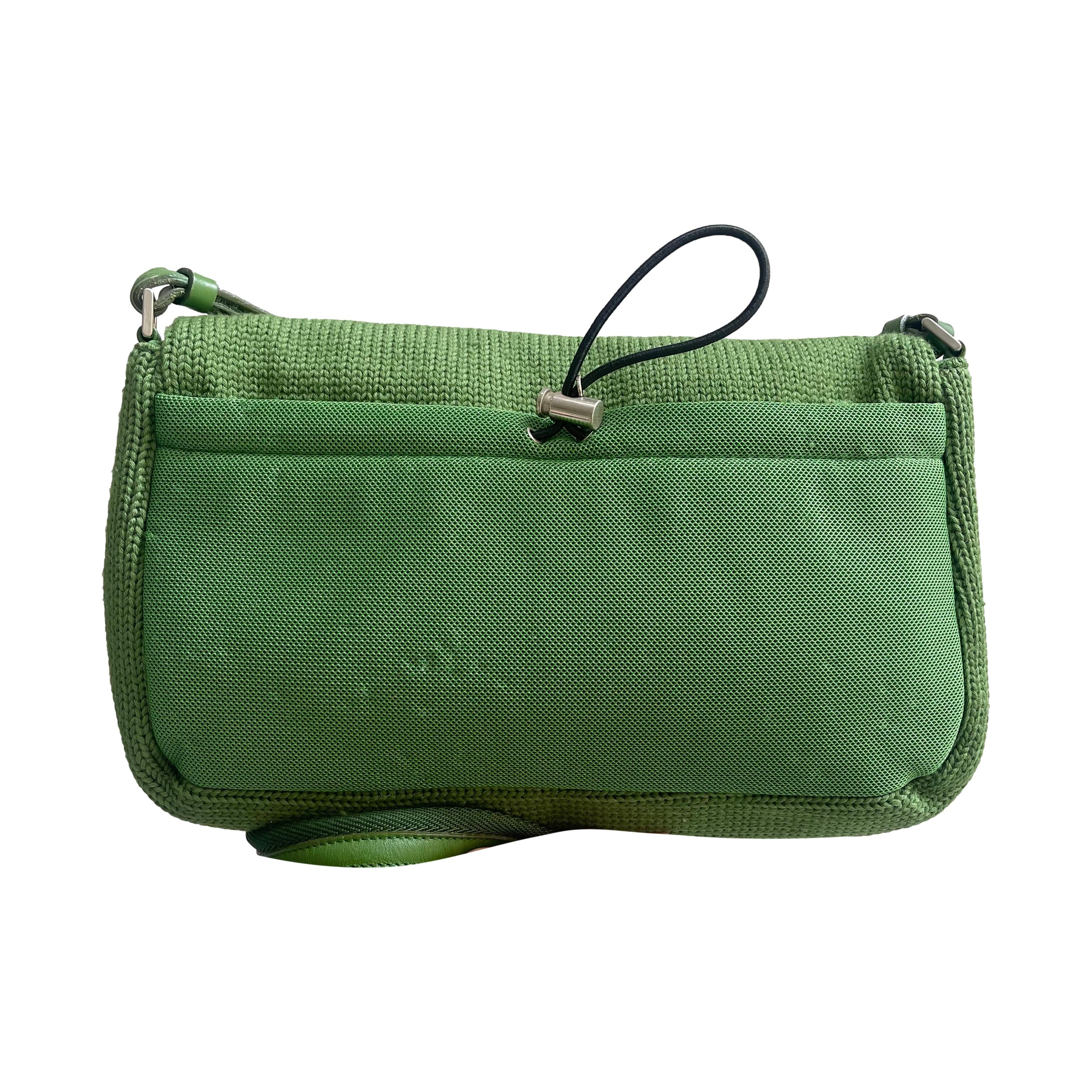 Prada Green Knit Shoulder Bag - Image 2