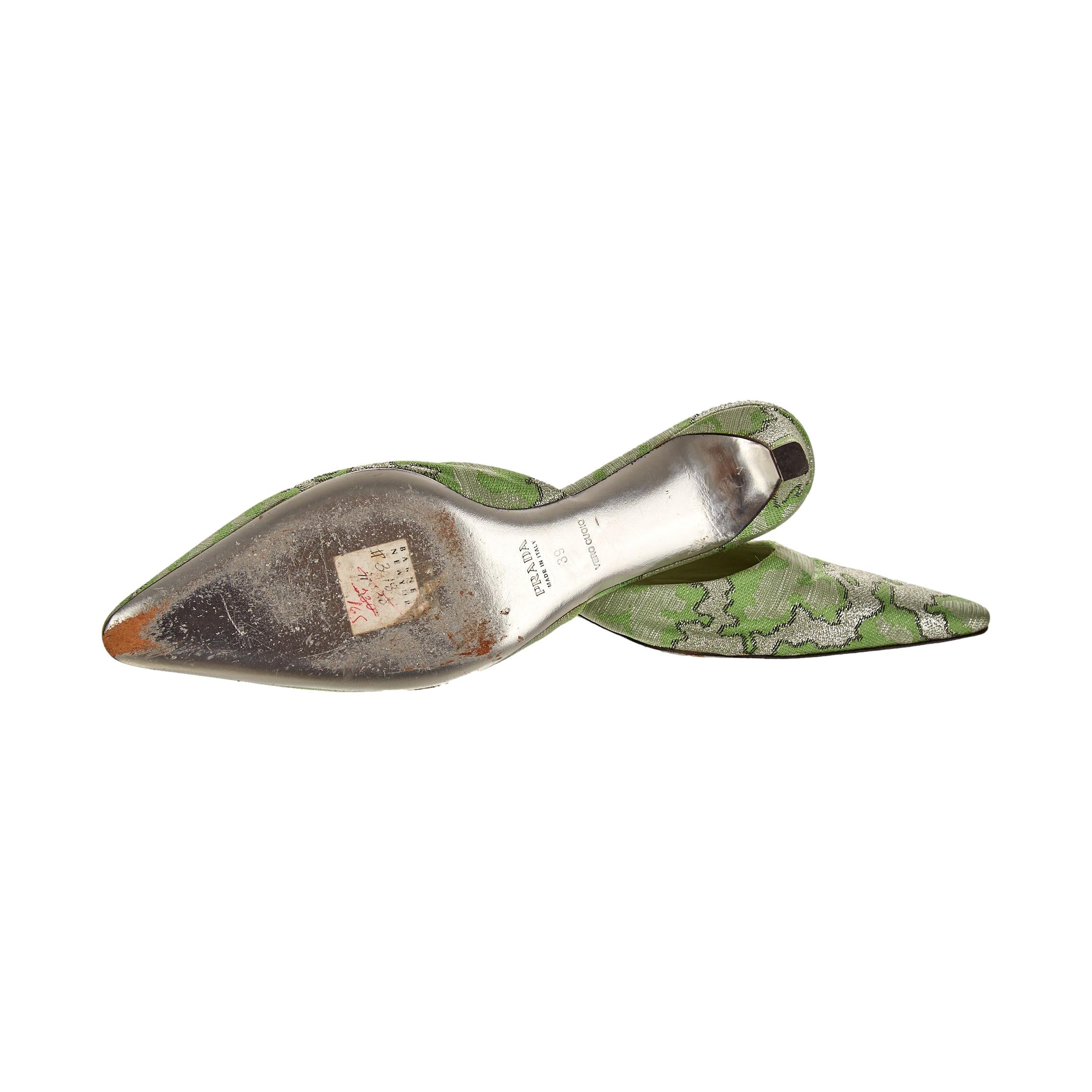 Prada Green Shimmer Kitten Heels - Image 3