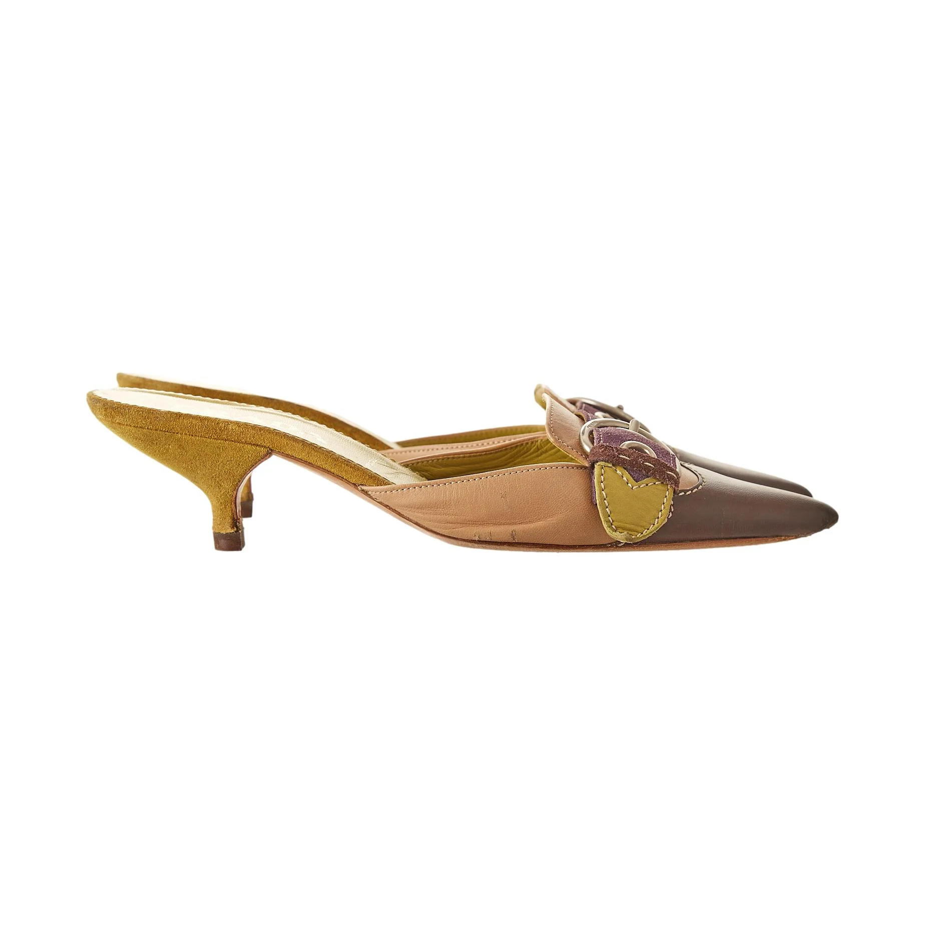 Prada Multicolor Buckle Kitten Heels - Image 2