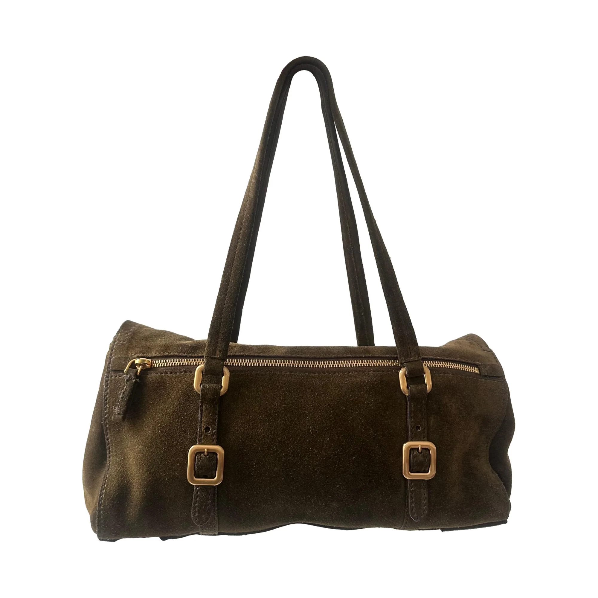 Prada Olive Green Suede Shoulder Bag - Image 2