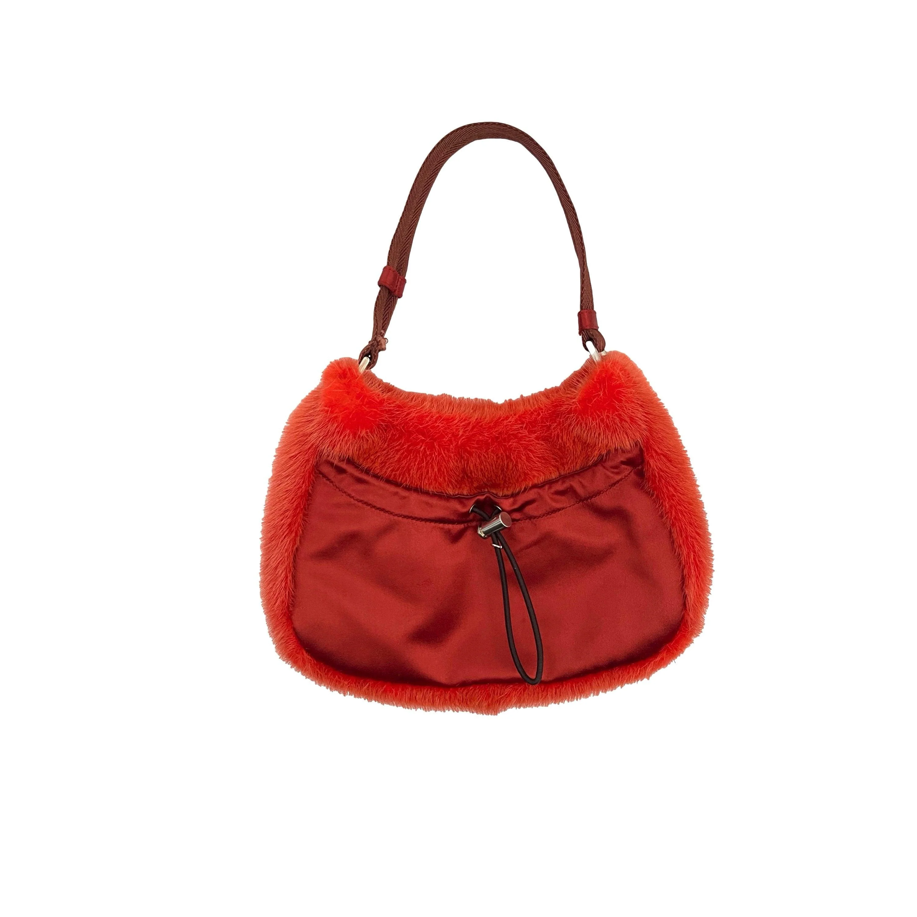 Prada Orange Fur Shoulder Bag - Image 2