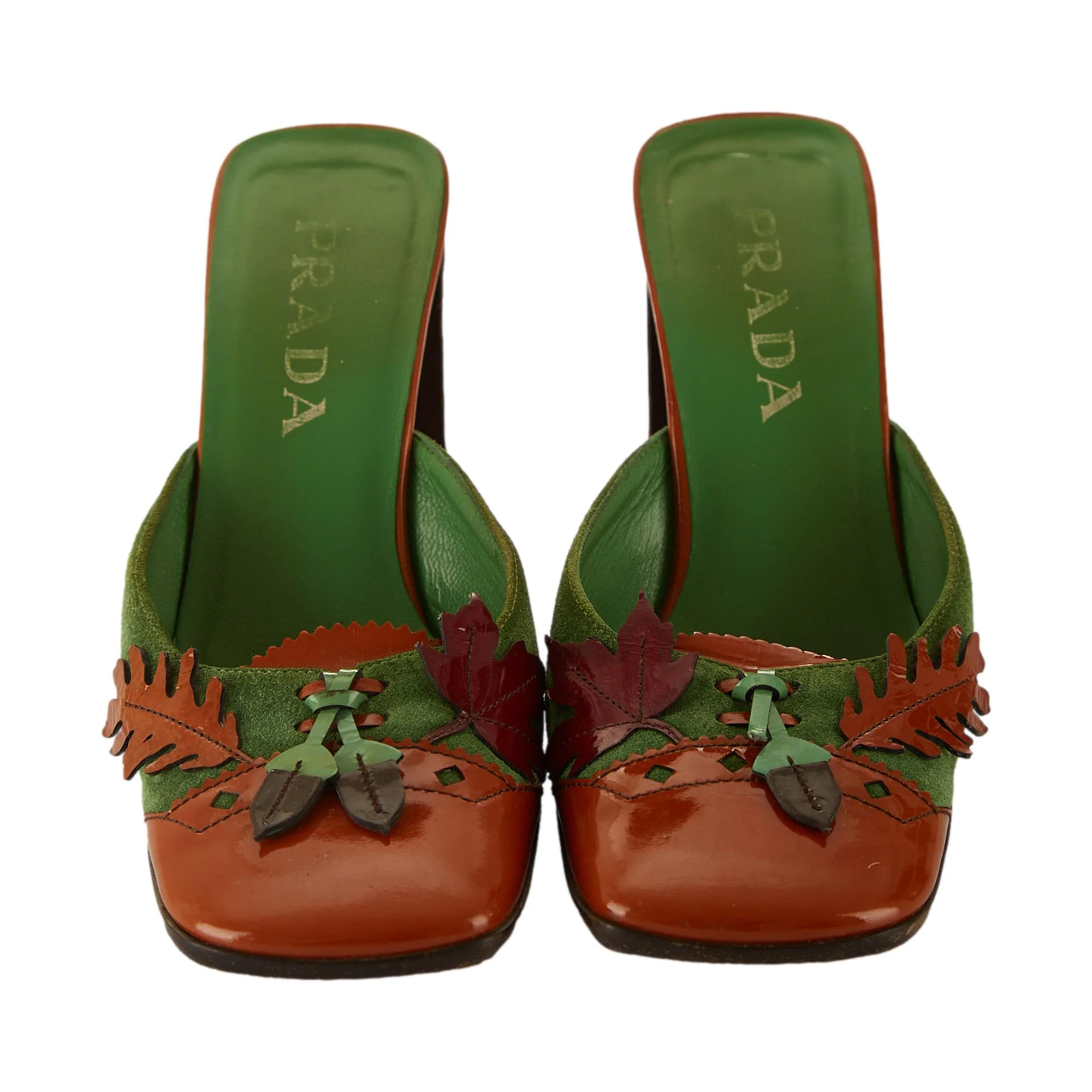 Prada Orange Leaf Kitten Heels - Image 2