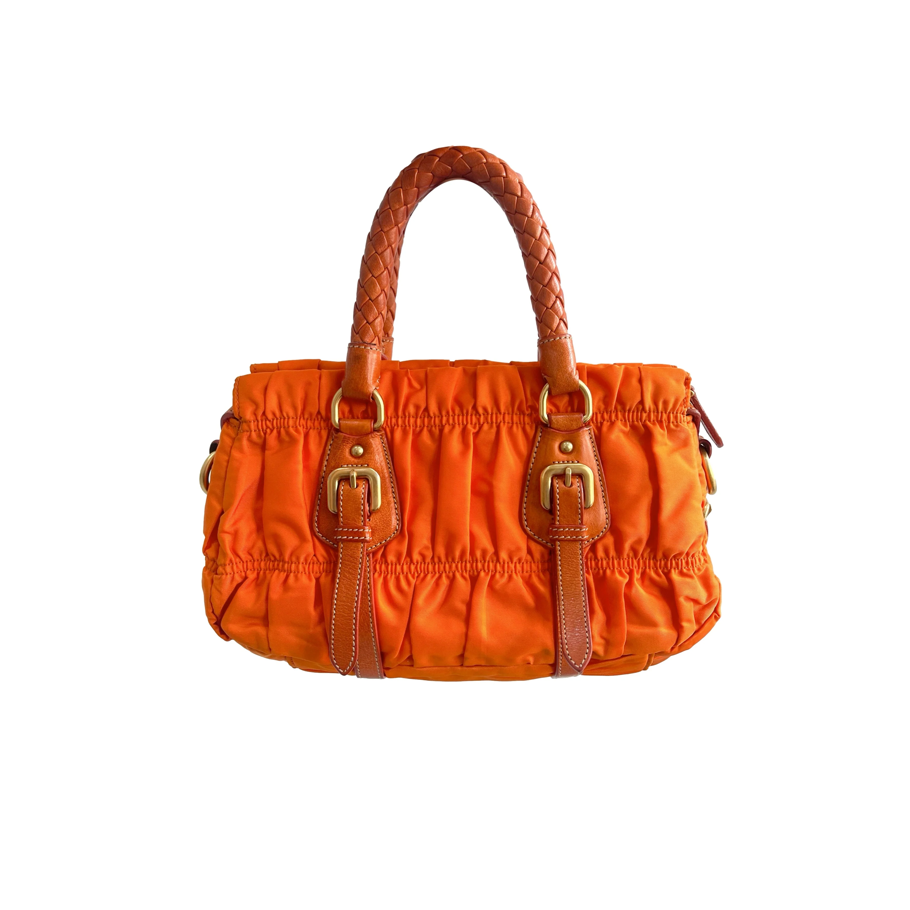 Prada Orange Nylon Shoulder Bag - Image 2