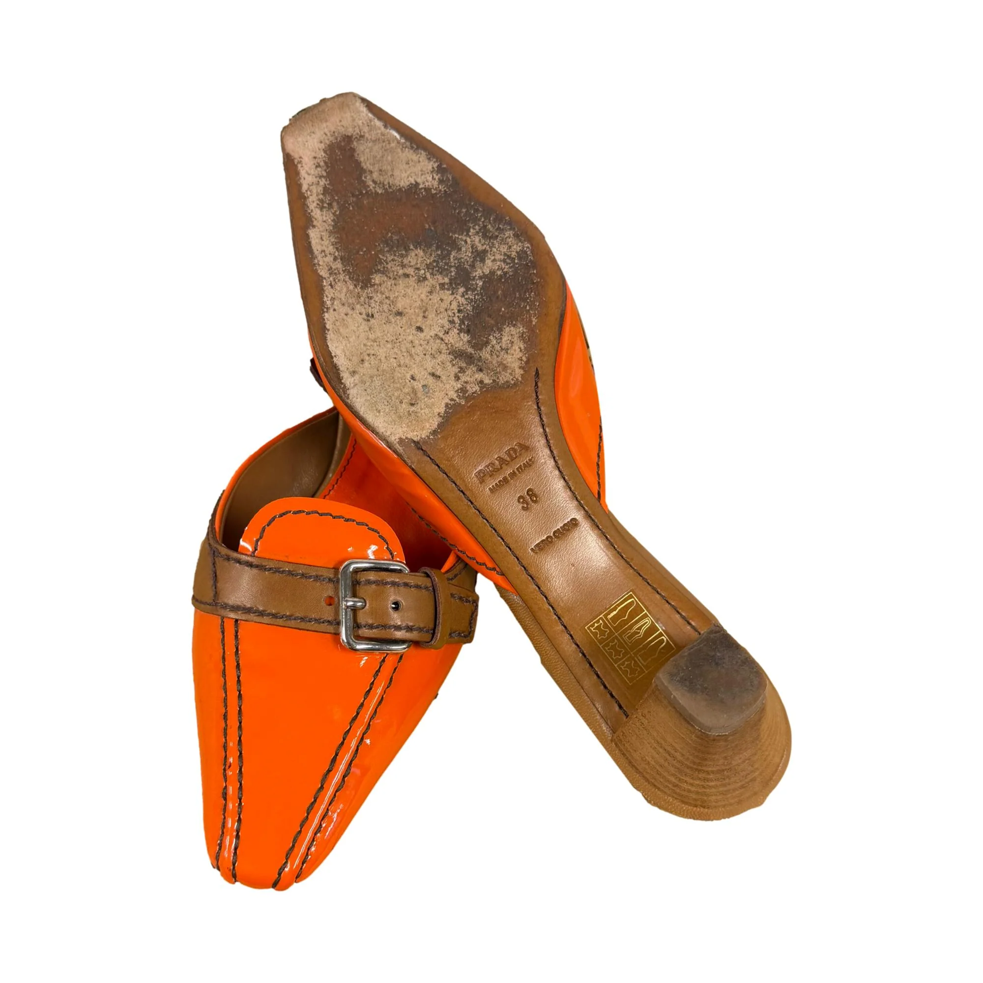 Prada Orange Patent Kitten Heels - Image 4