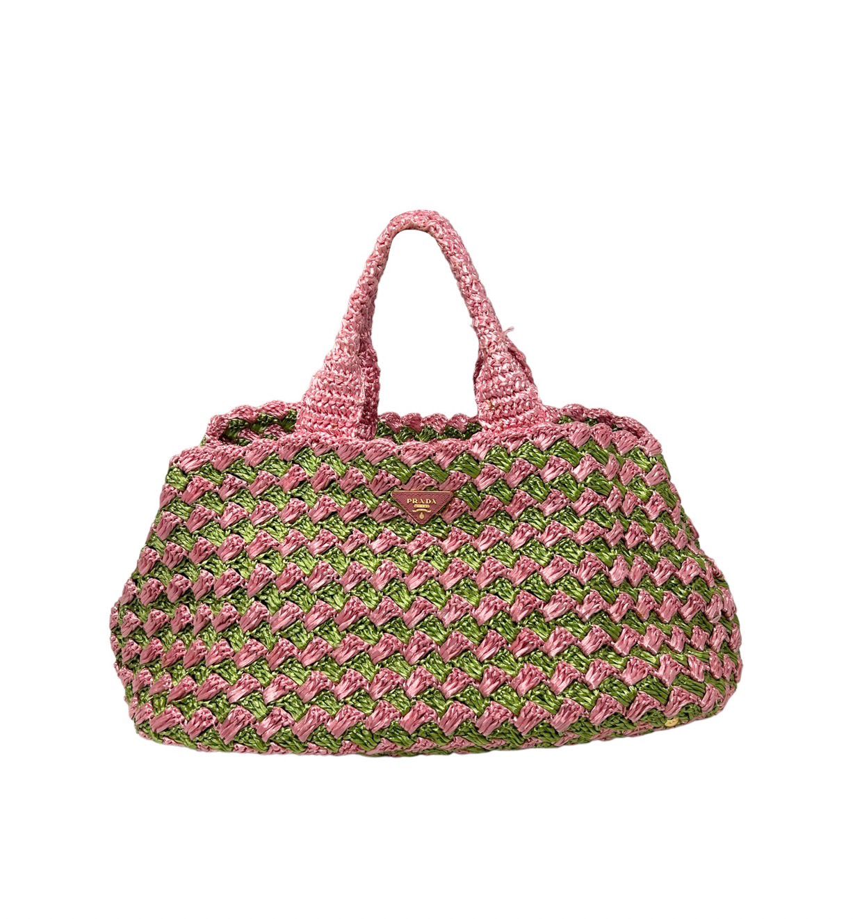 Prada Pink Jumbo Raffia Tote