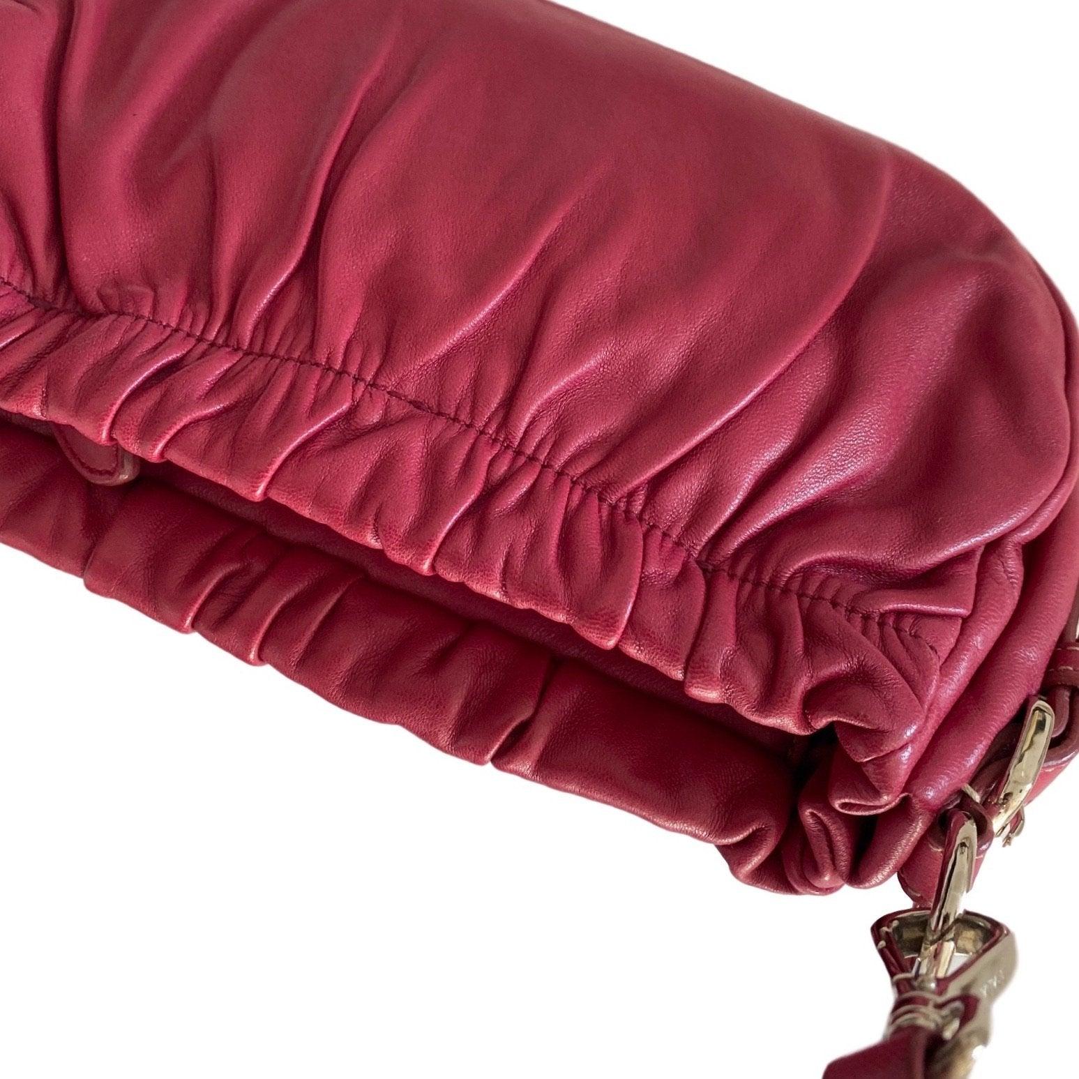 Prada Pink Leather Mini Bow Shoulder Bag - Image 3