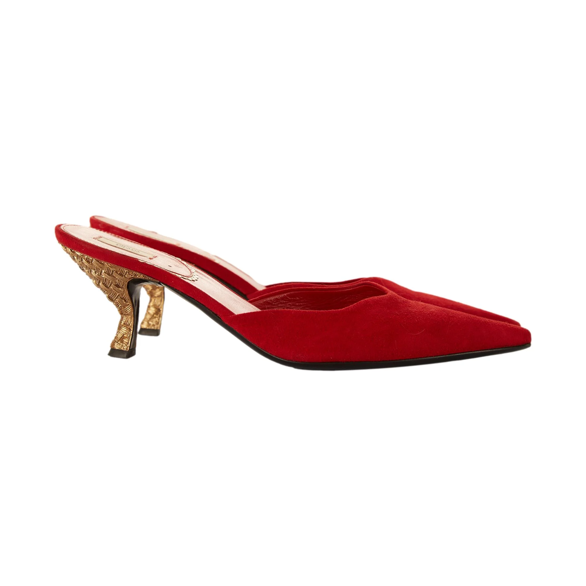 Prada Red Suede Kitten Heels - Image 3