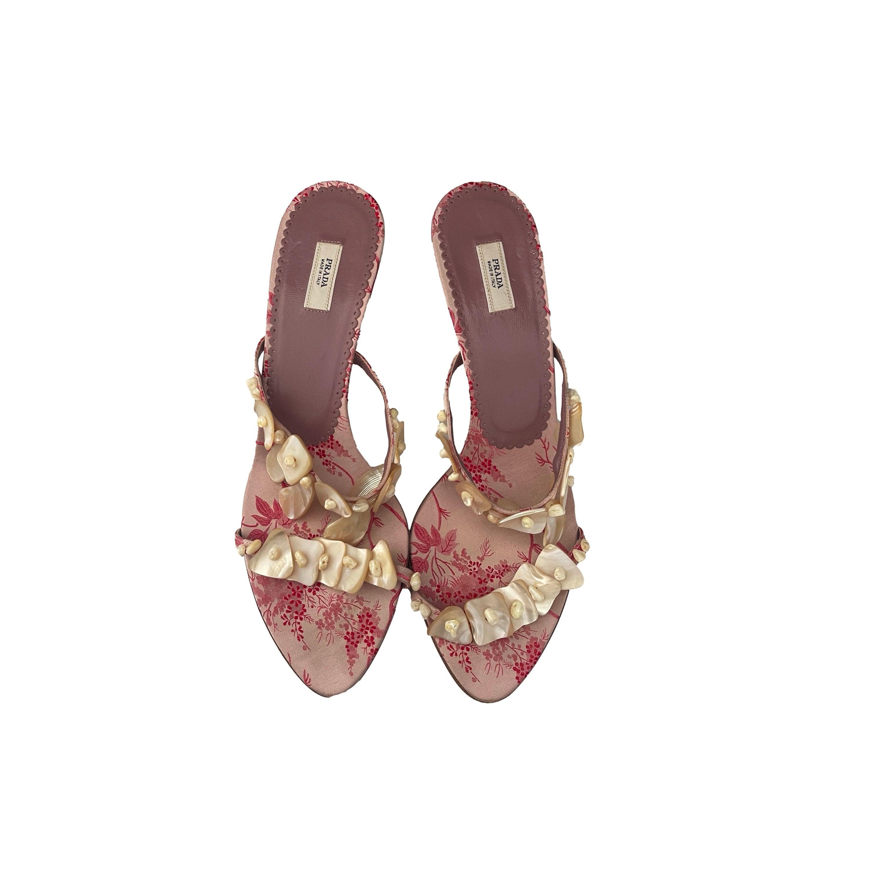 Prada Satin Seashell Kitten Heels