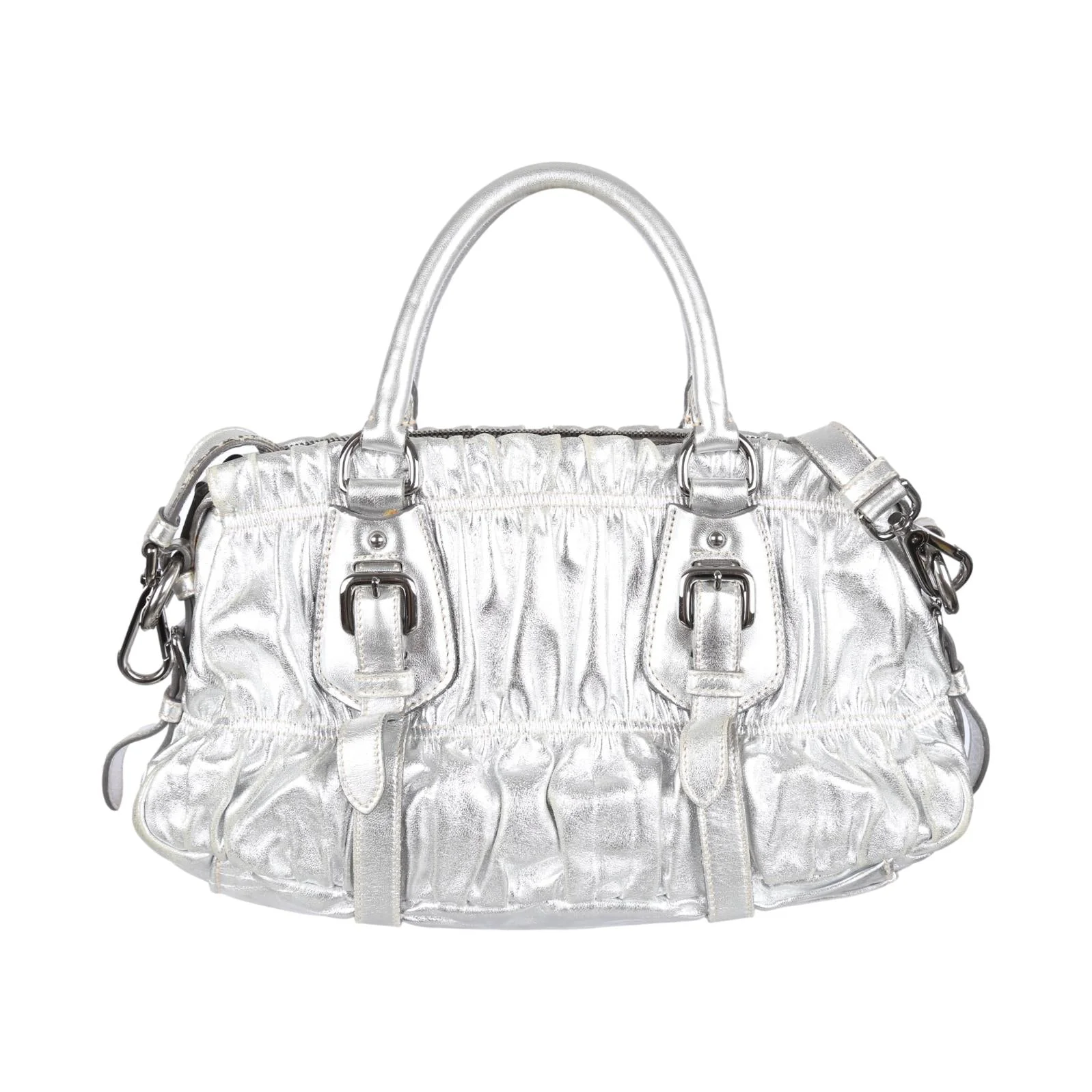Prada Silver Nappa 2Way Bag - Image 2