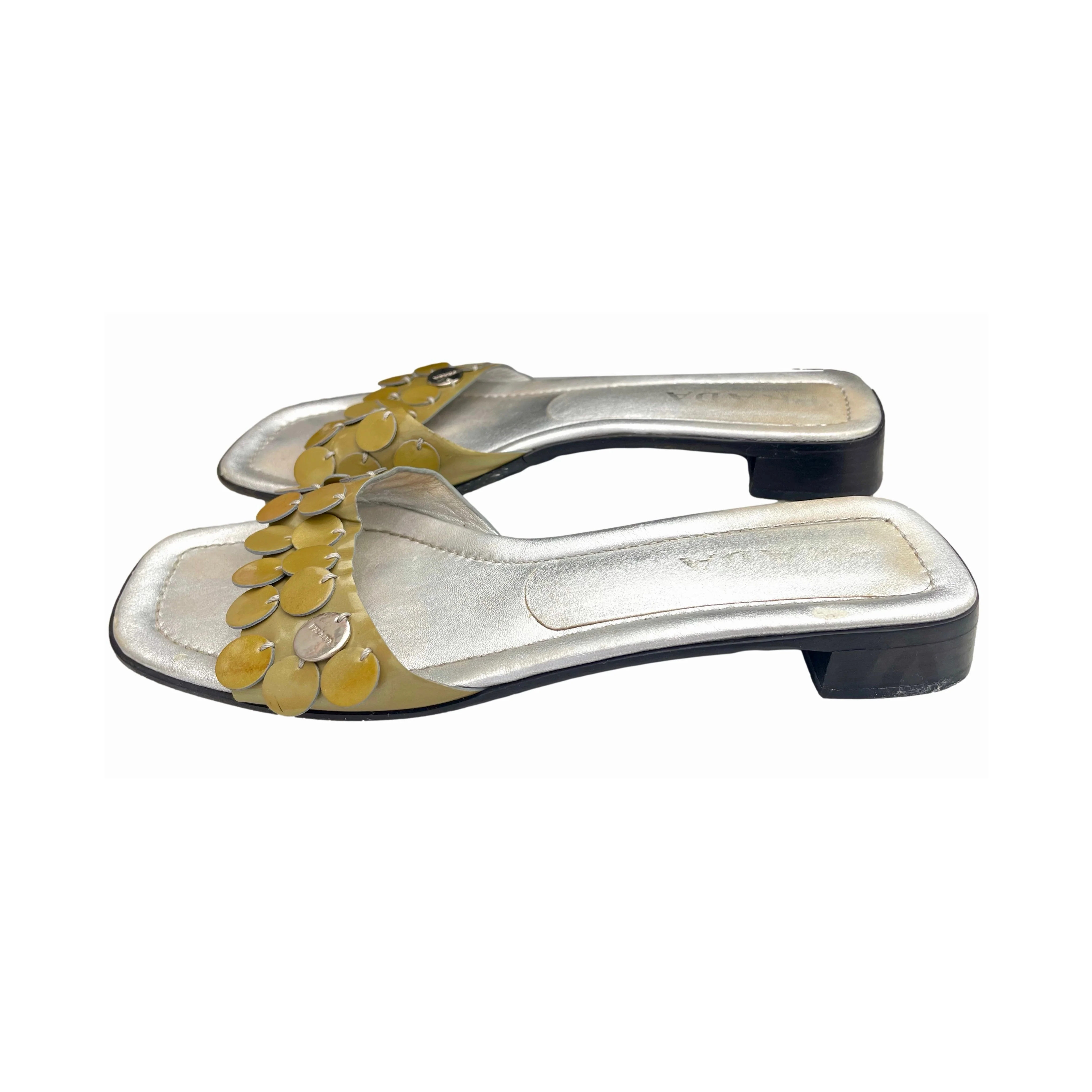 Prada Silver Sequins Sandals-39 - Image 2
