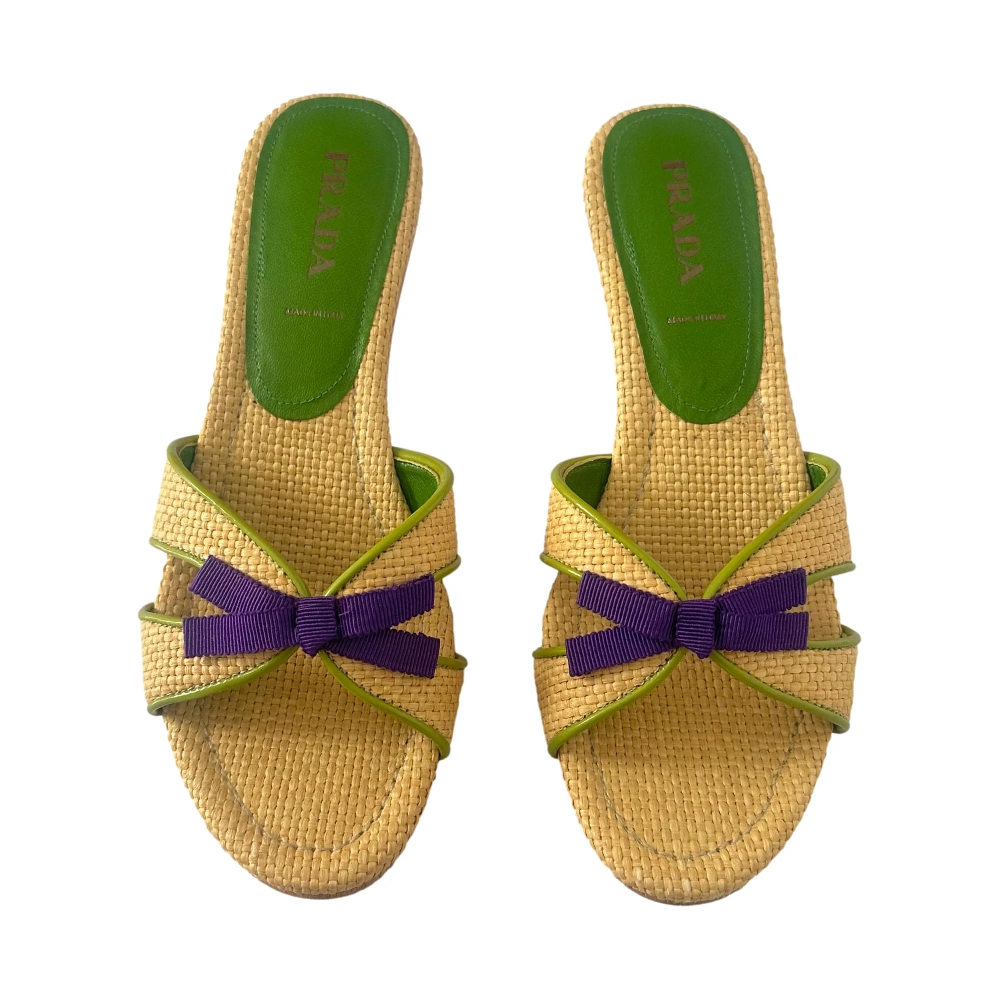 Prada Straw Kitten Heels - Image 2