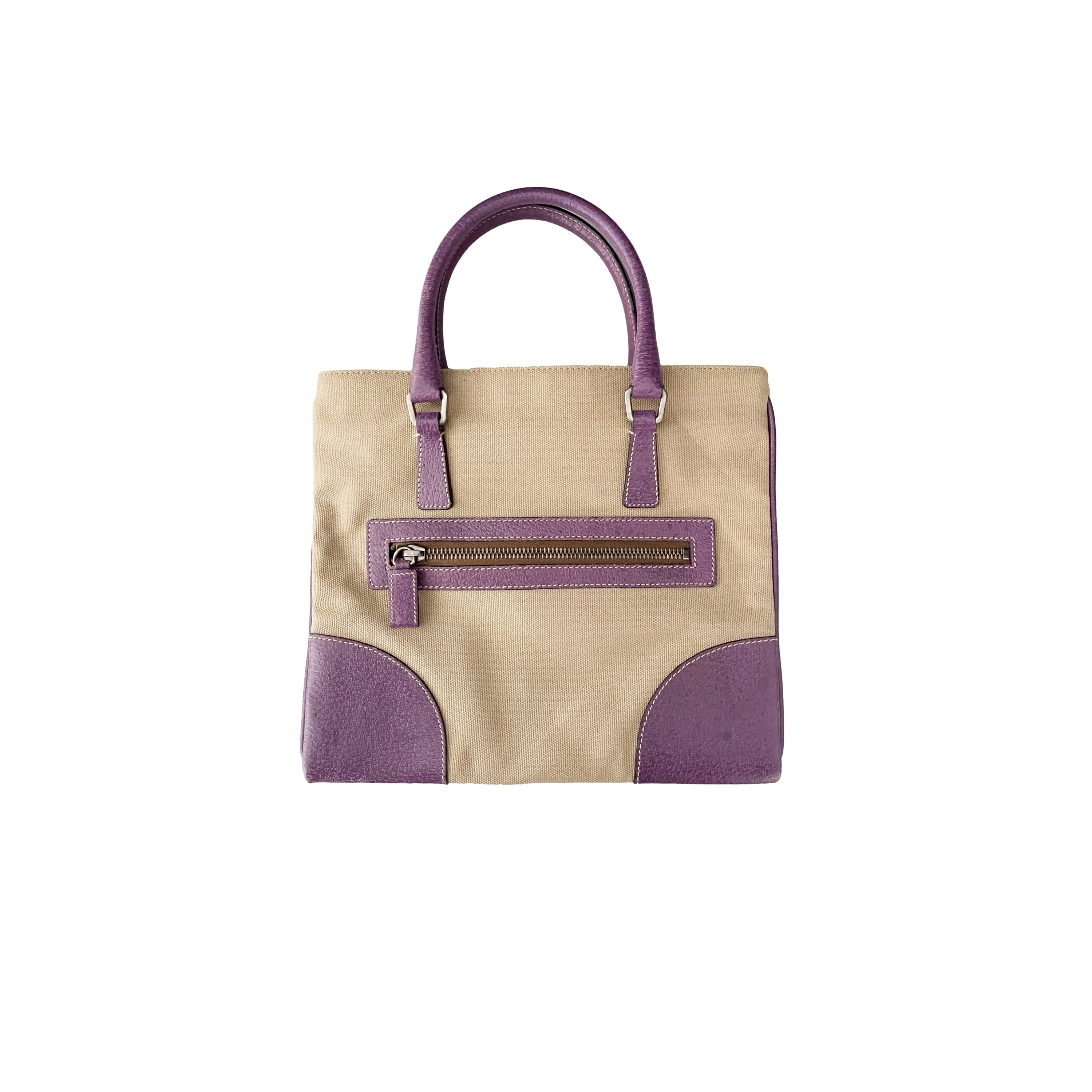 Prada Taupe Logo Mini Tote - Image 2