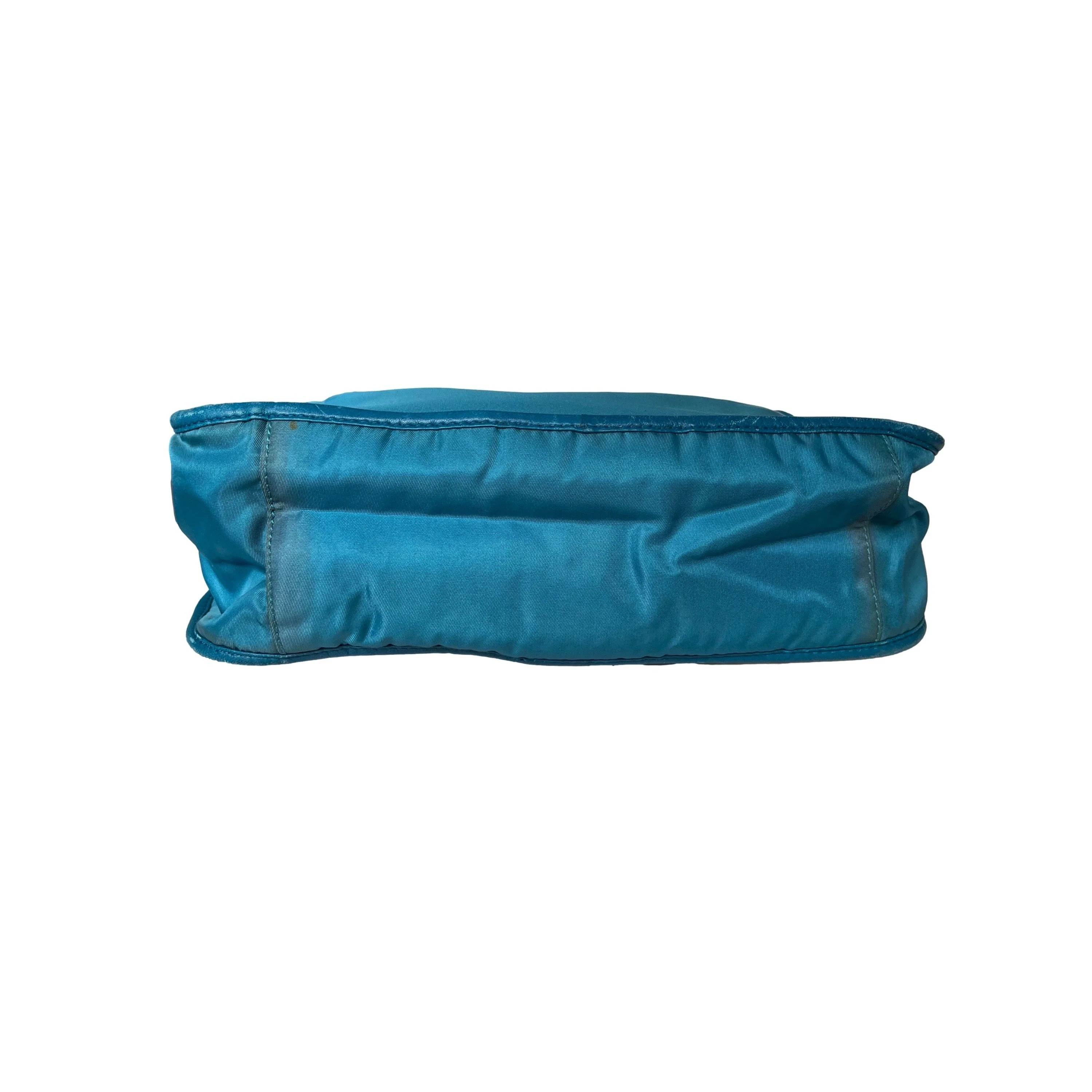 Prada Turquoise Logo Nylon Shoulder Bag - Image 3